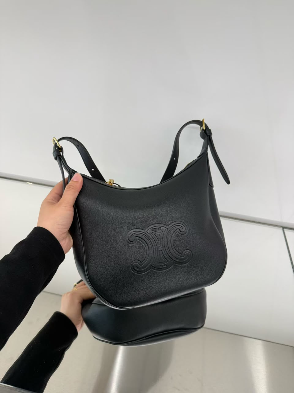 Celine Héloise Bag in Supple Grained Calfskin with Cuir Triomphe