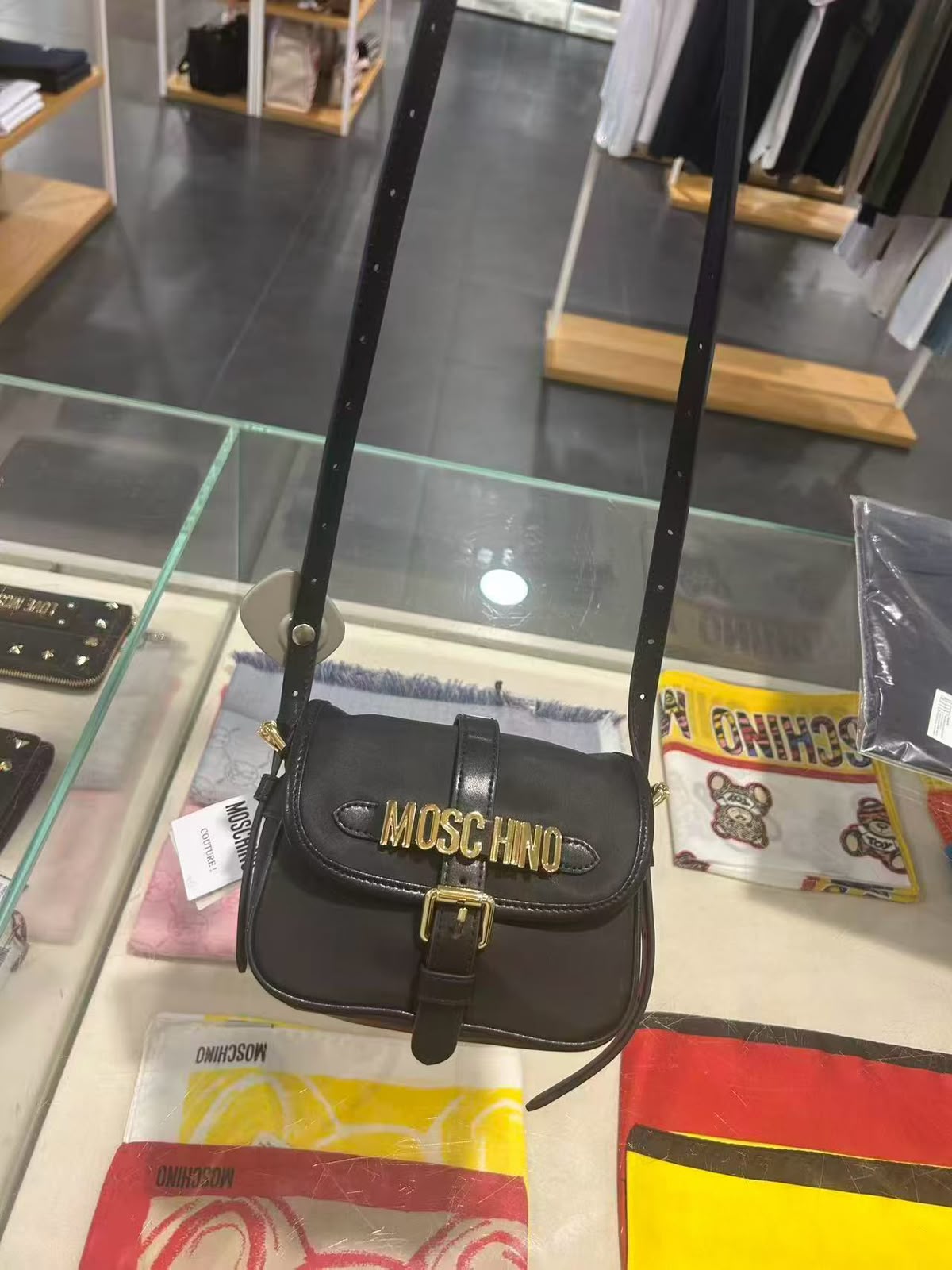 Moschino nylon and cotton small shoulder bag