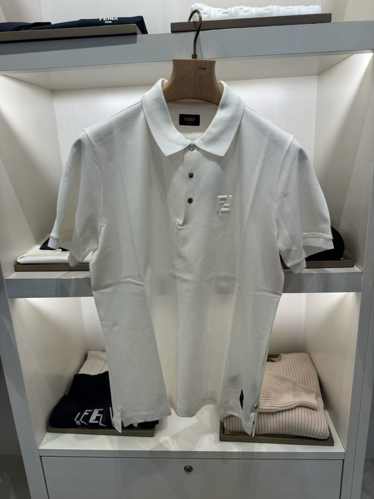 Fendi white cotton piqué polo shirt