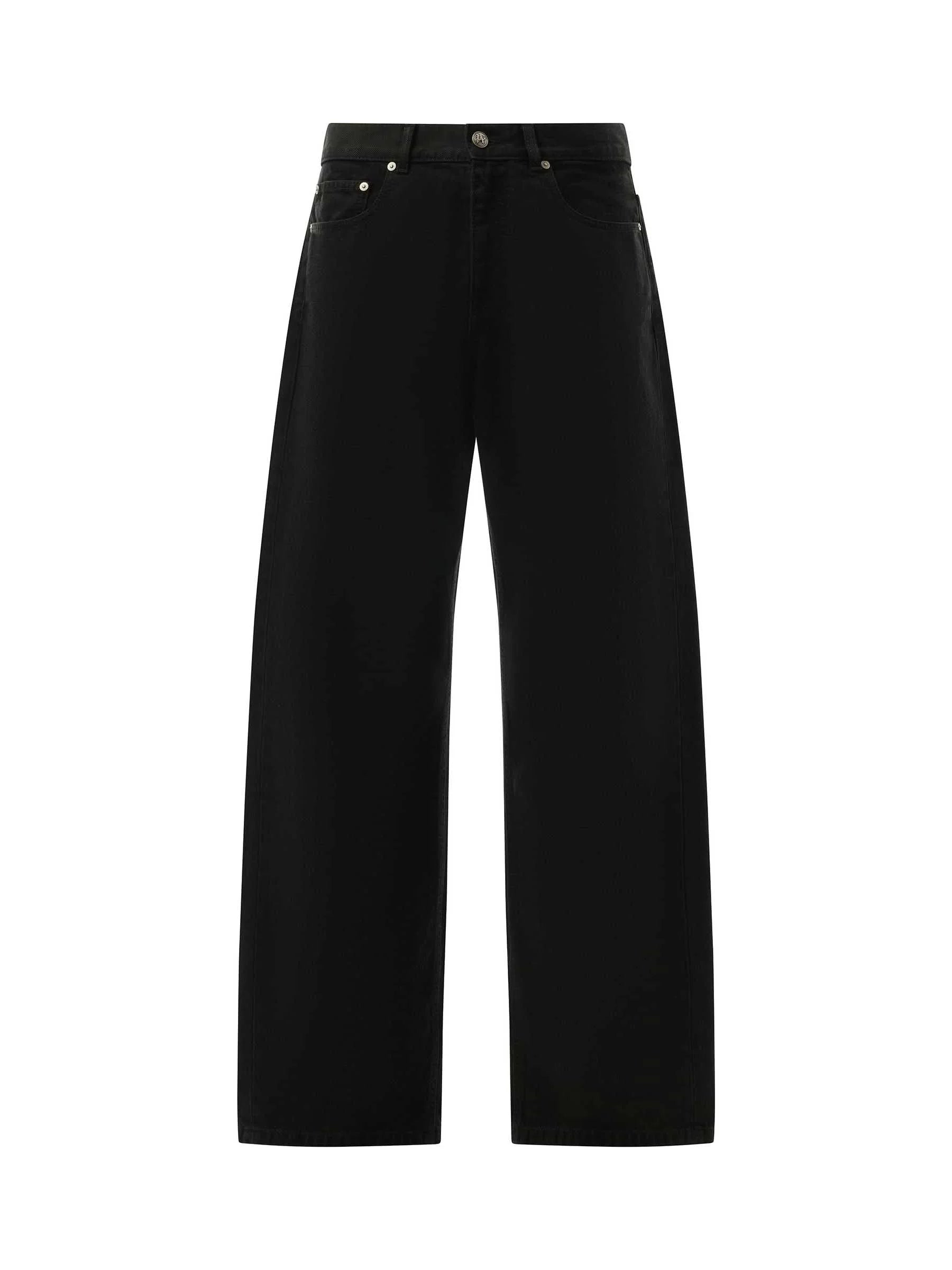 Monogram Loose Denim Pants in Black/Black