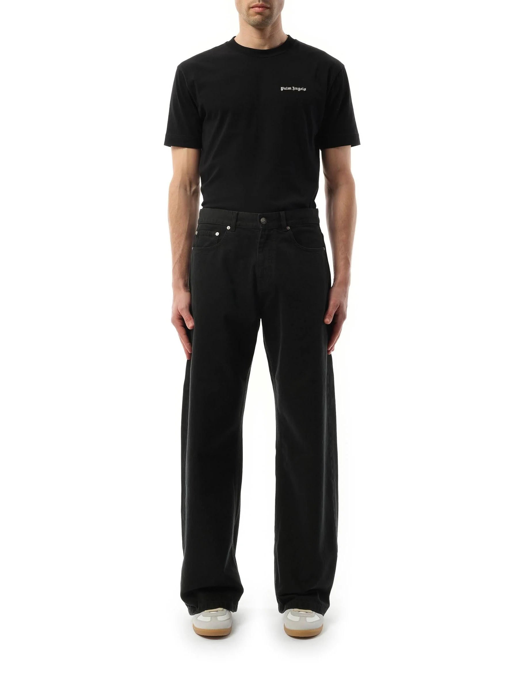 Monogram Loose Denim Pants in Black/Black