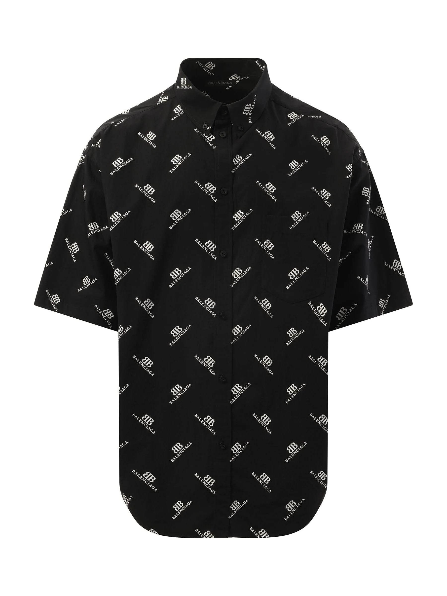 Monogram S/S Large Fit Shirt in Black/White