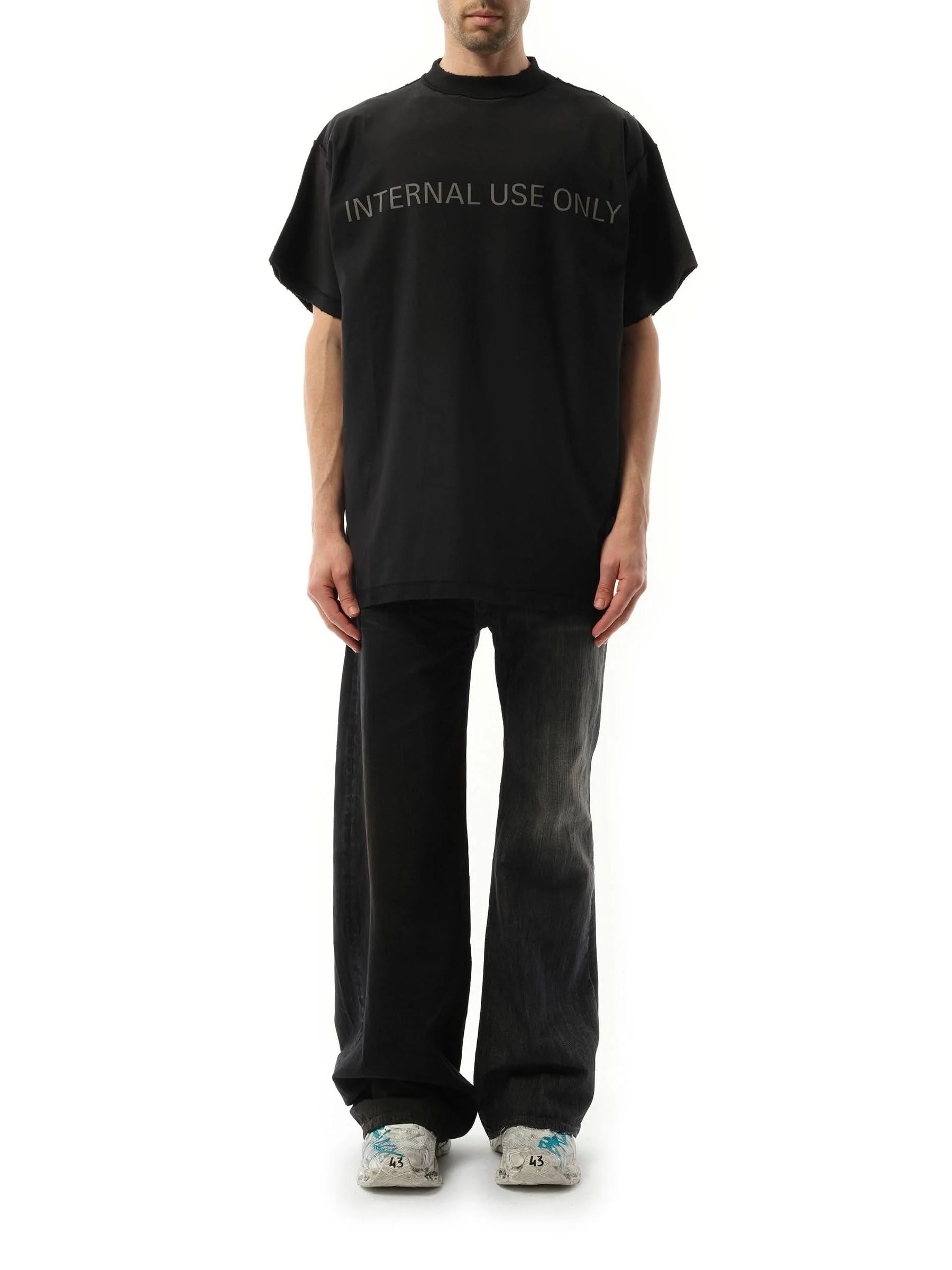 Internal Use Only Inside Out Oversized T-Shirt in Black