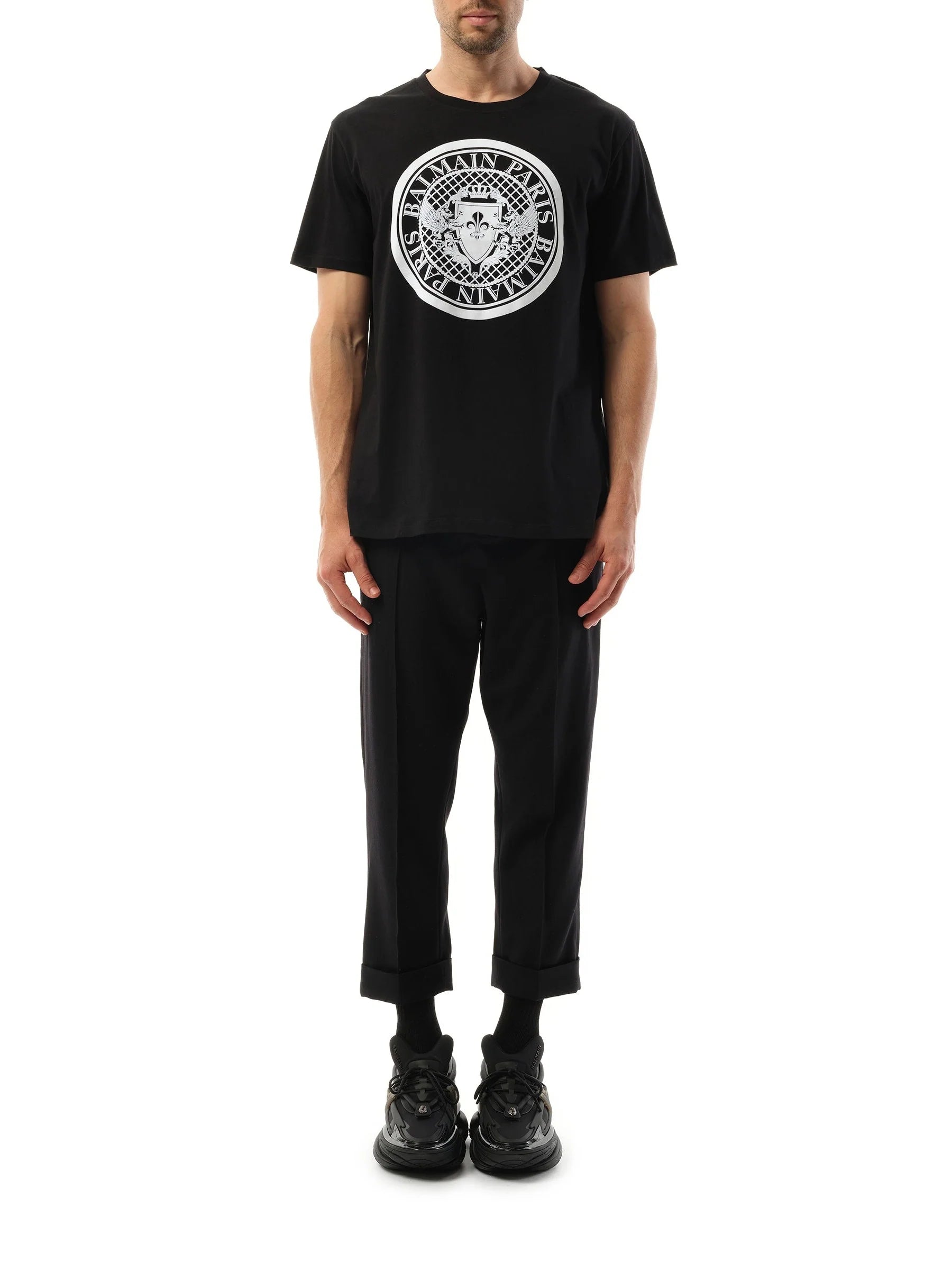 Coin Flock Reg Fit T-Shirt in Black/White