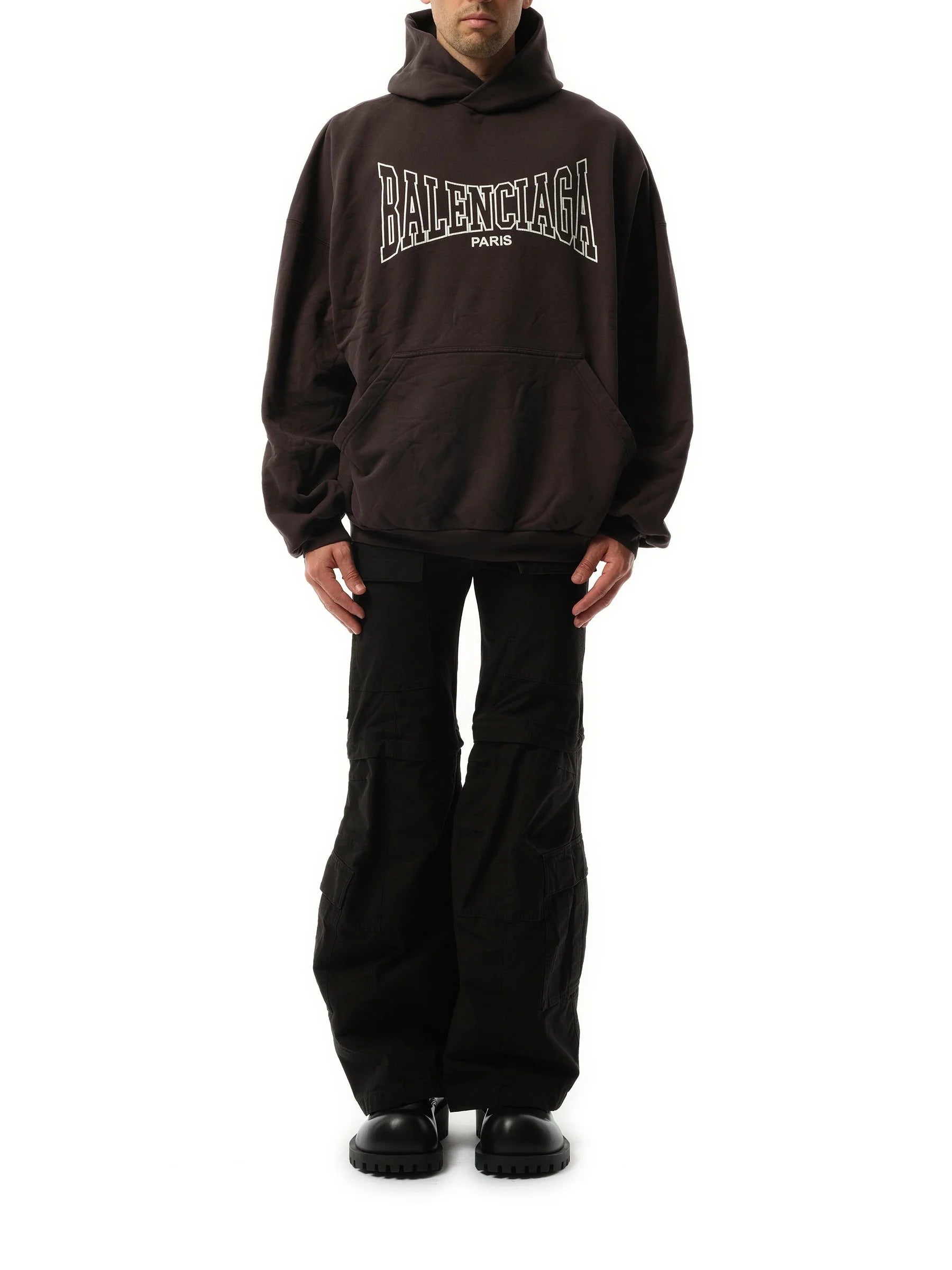 Balenciaga Boxing Large Fit Hoodie in Washed Black