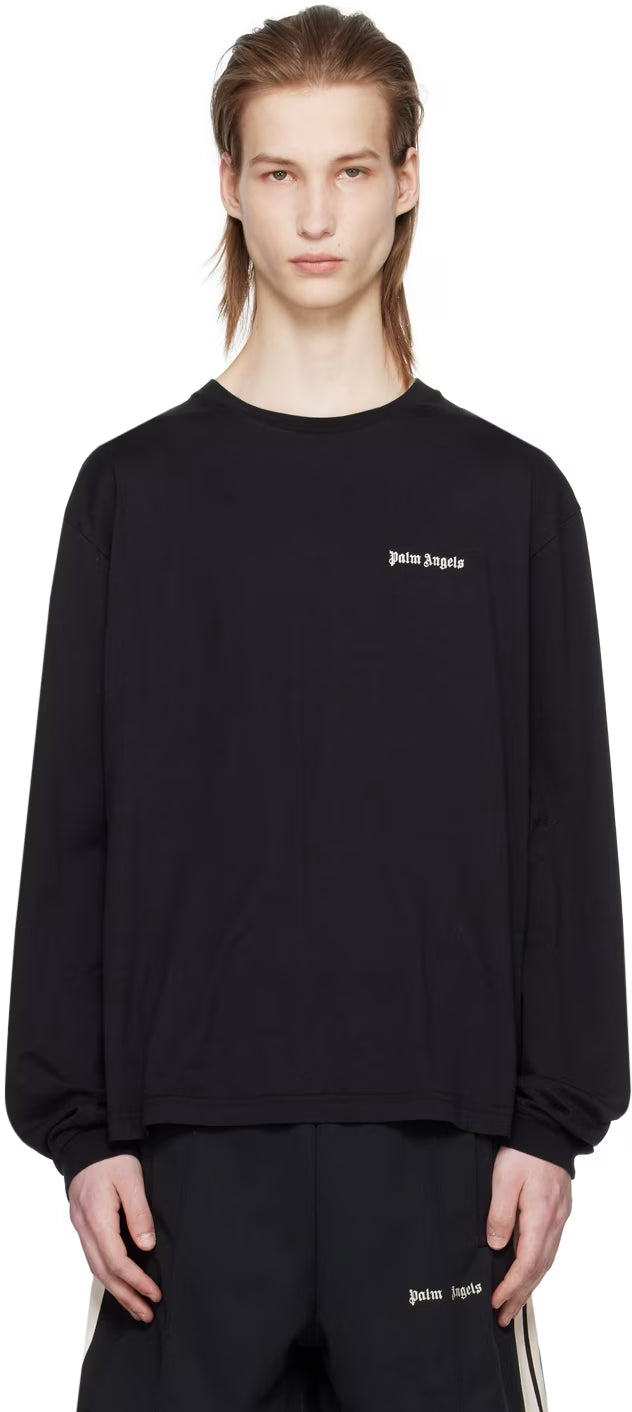 Black Embroidered Long Sleeve T-Shirt