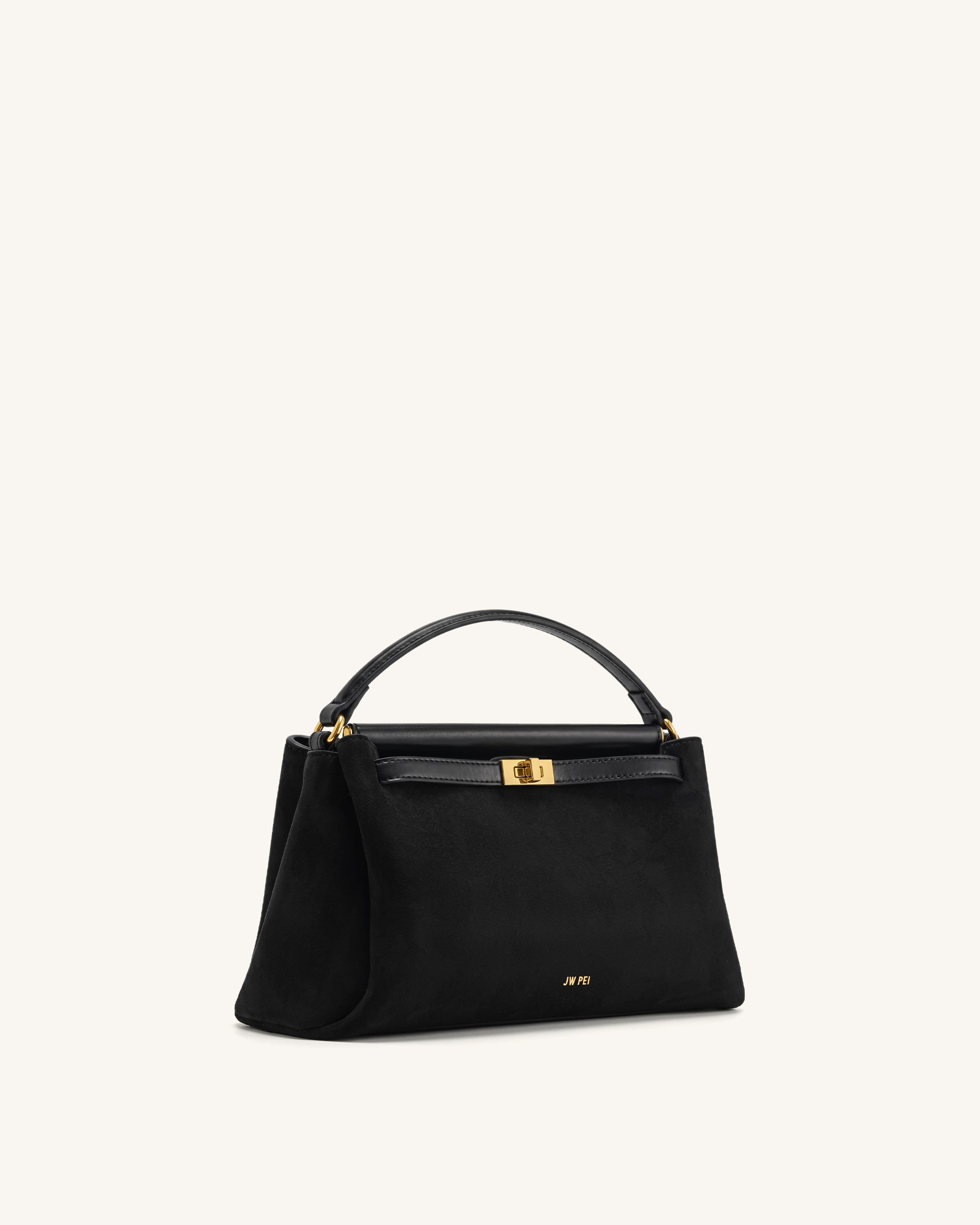 Carmen Faux Suede Top Handle Bag - Black