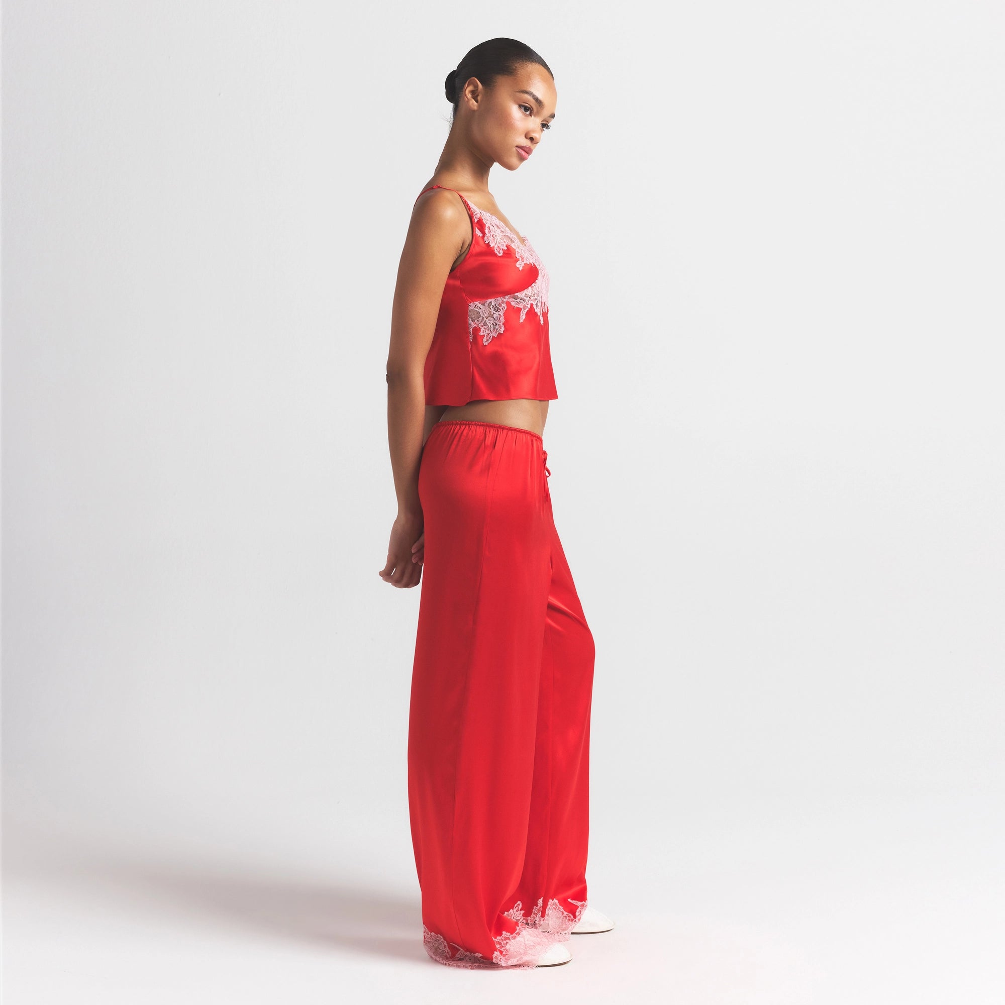 Silk Lace Straight Leg Pant