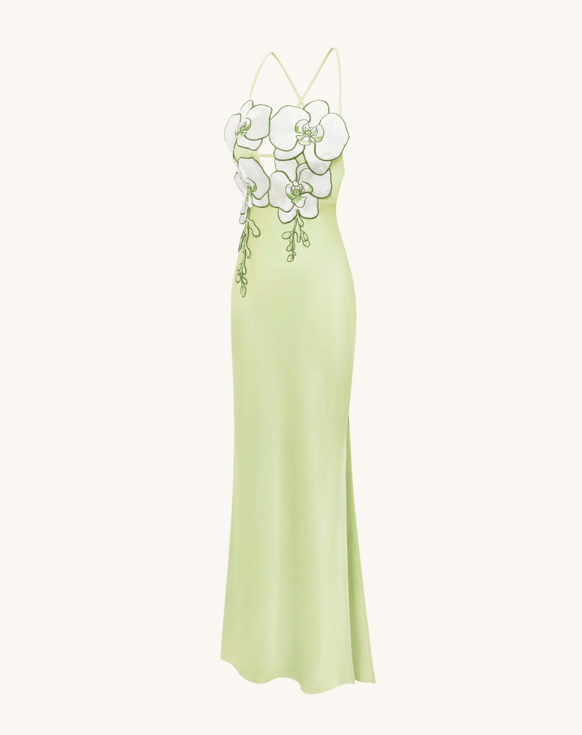 Orchid Embroidered Dress - Light Green/Ivory