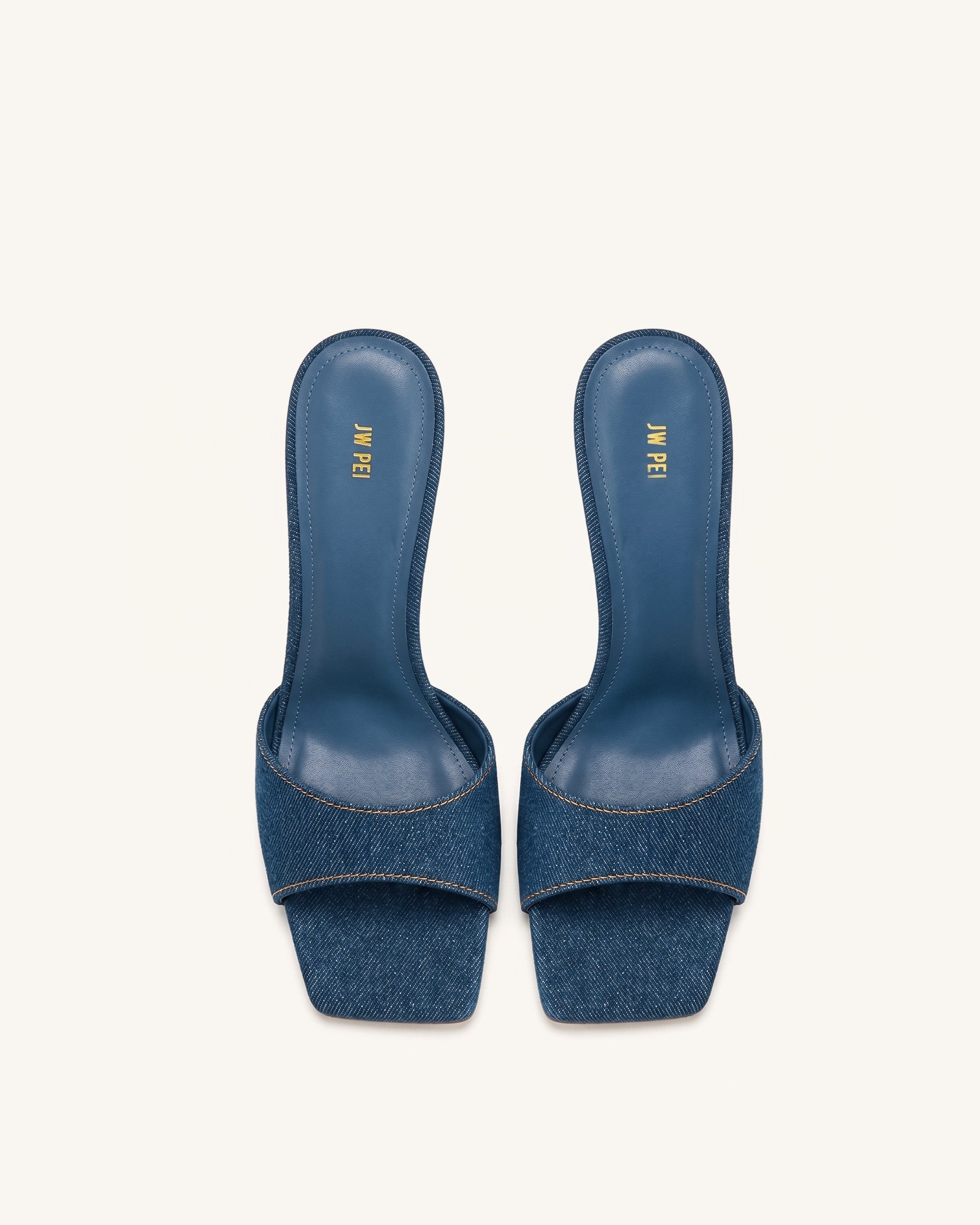Hannah Denim Mule Heels - Denim Blue