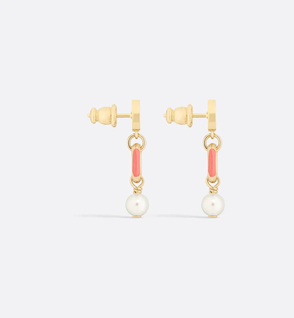 Dior Women's Earrings Dioriviera Small CD Earrings in Pink Gold E3297W