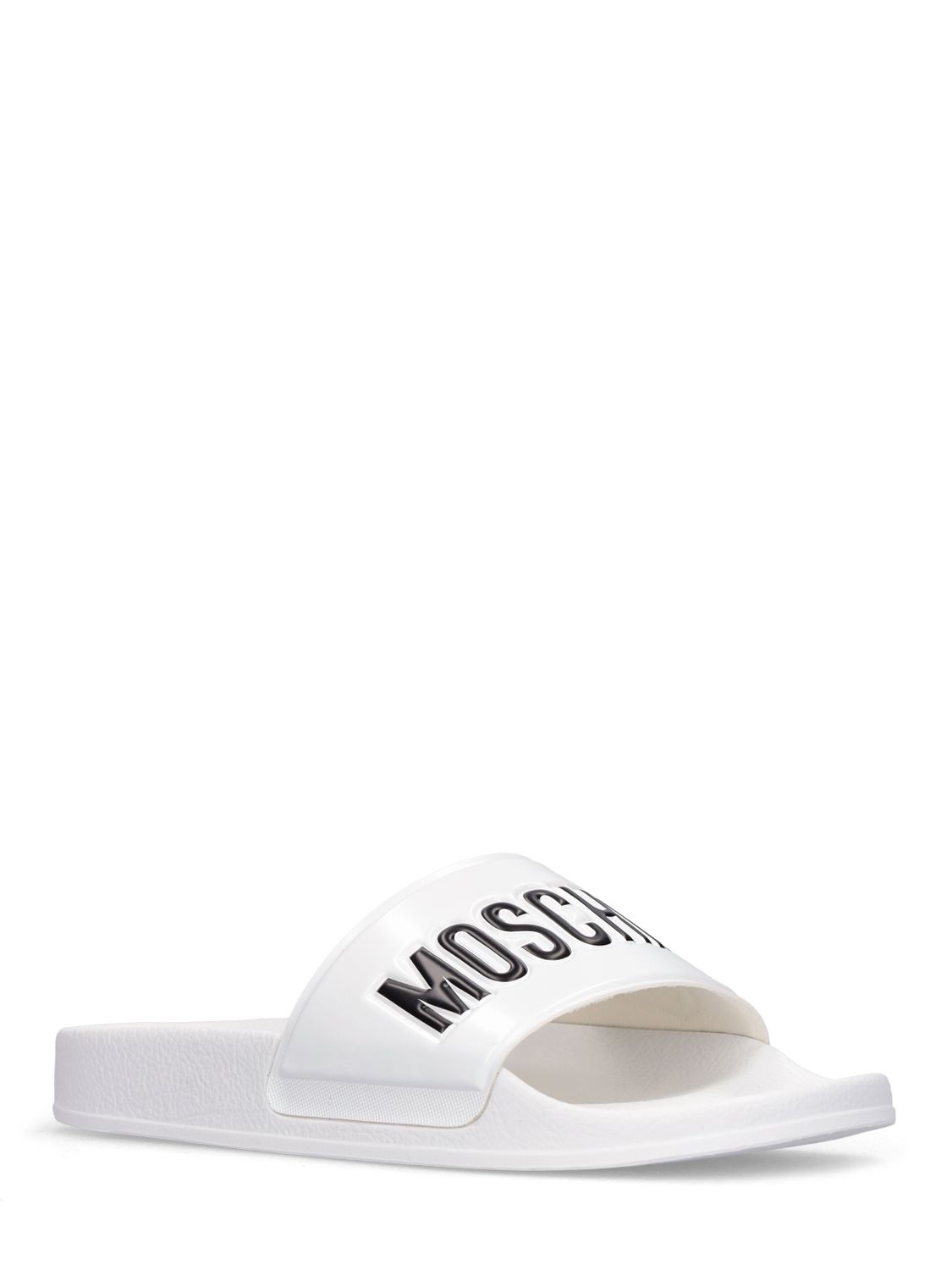 Moschino Moschino 25mm Logo PVC pool slide sandals - Size: UK 2 Sandals | Shop From The Mirage