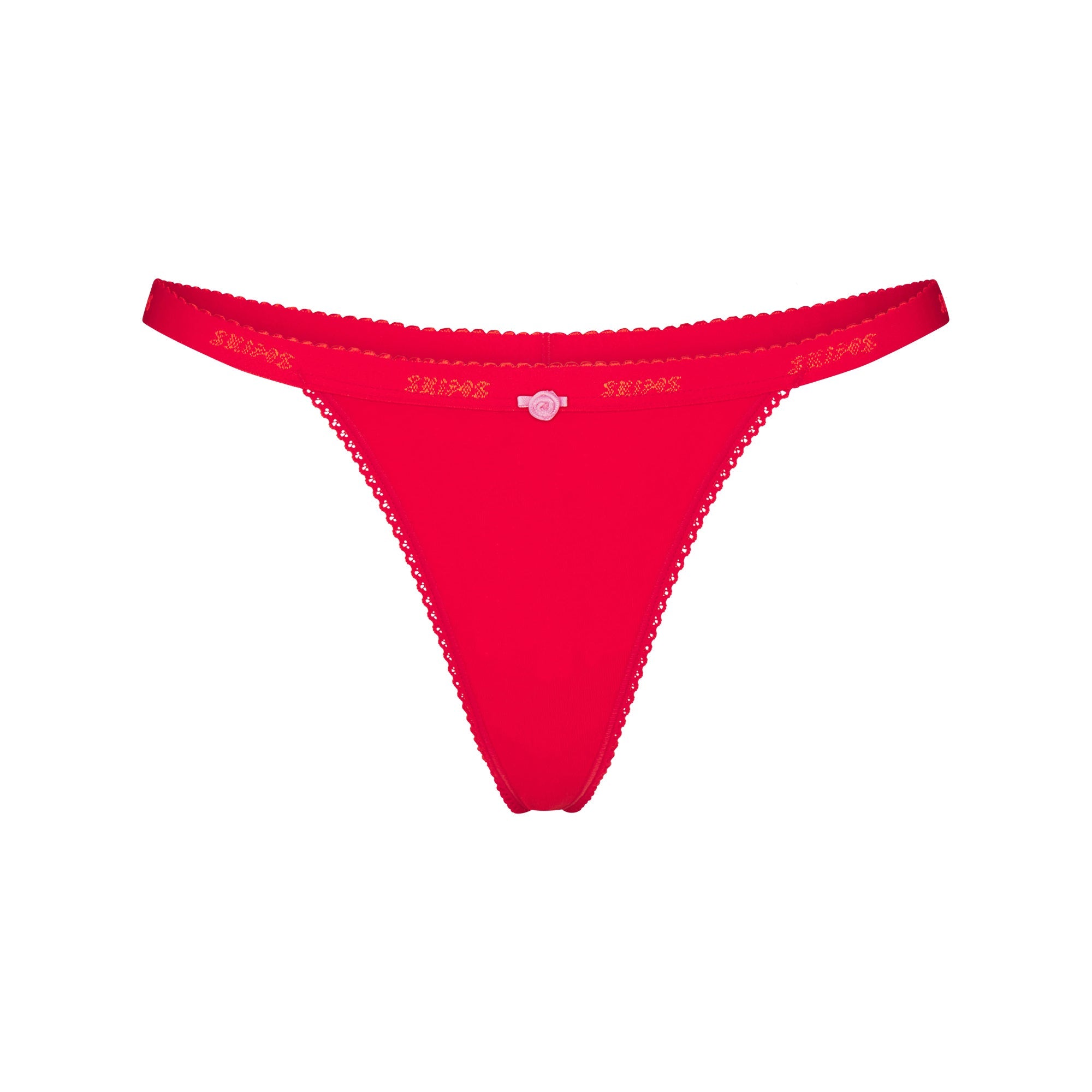 Lightweight Cotton Logo Picot Thong