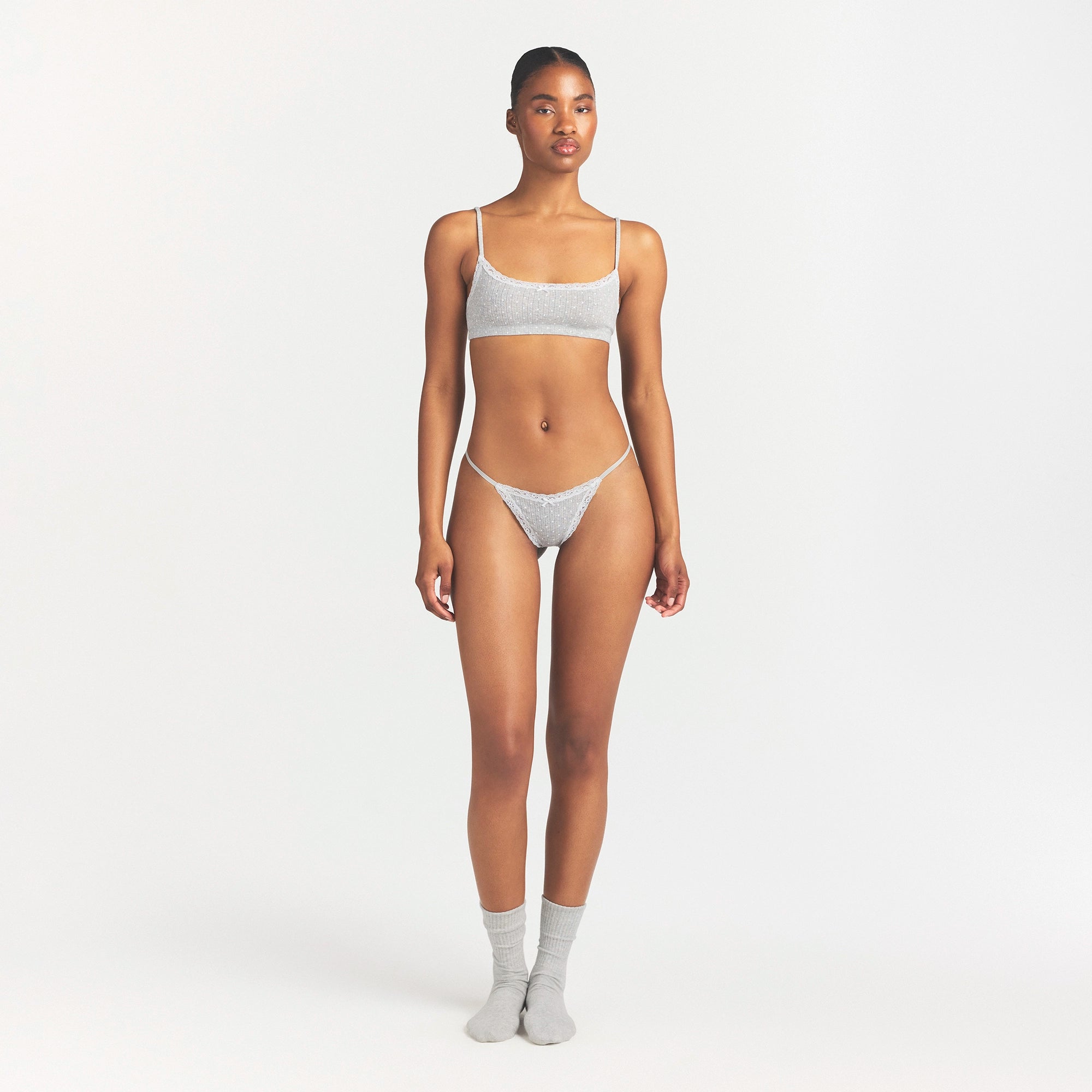 Lightweight Cotton Pointelle Scoop Bralette