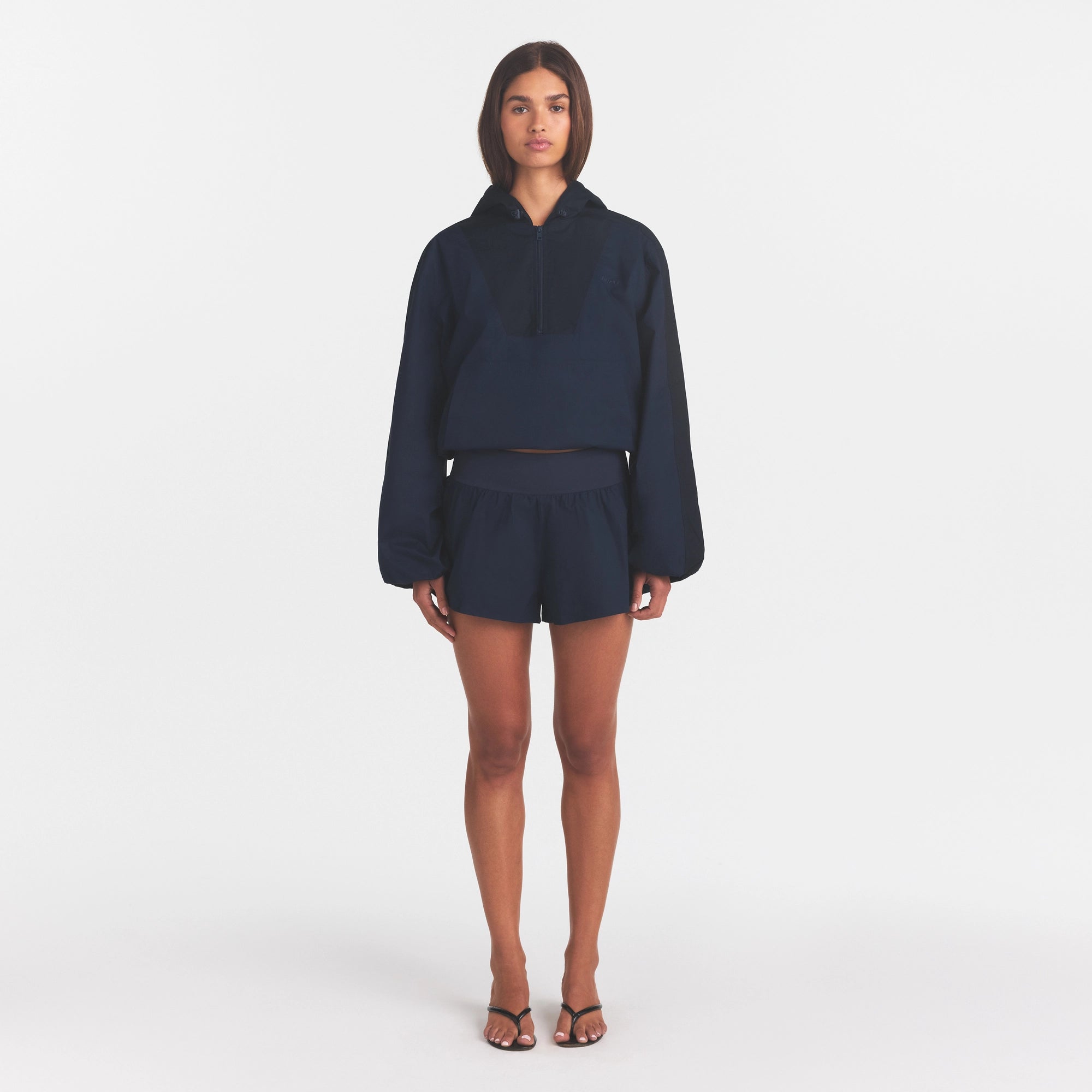Woven Cotton Half Zip Pullover