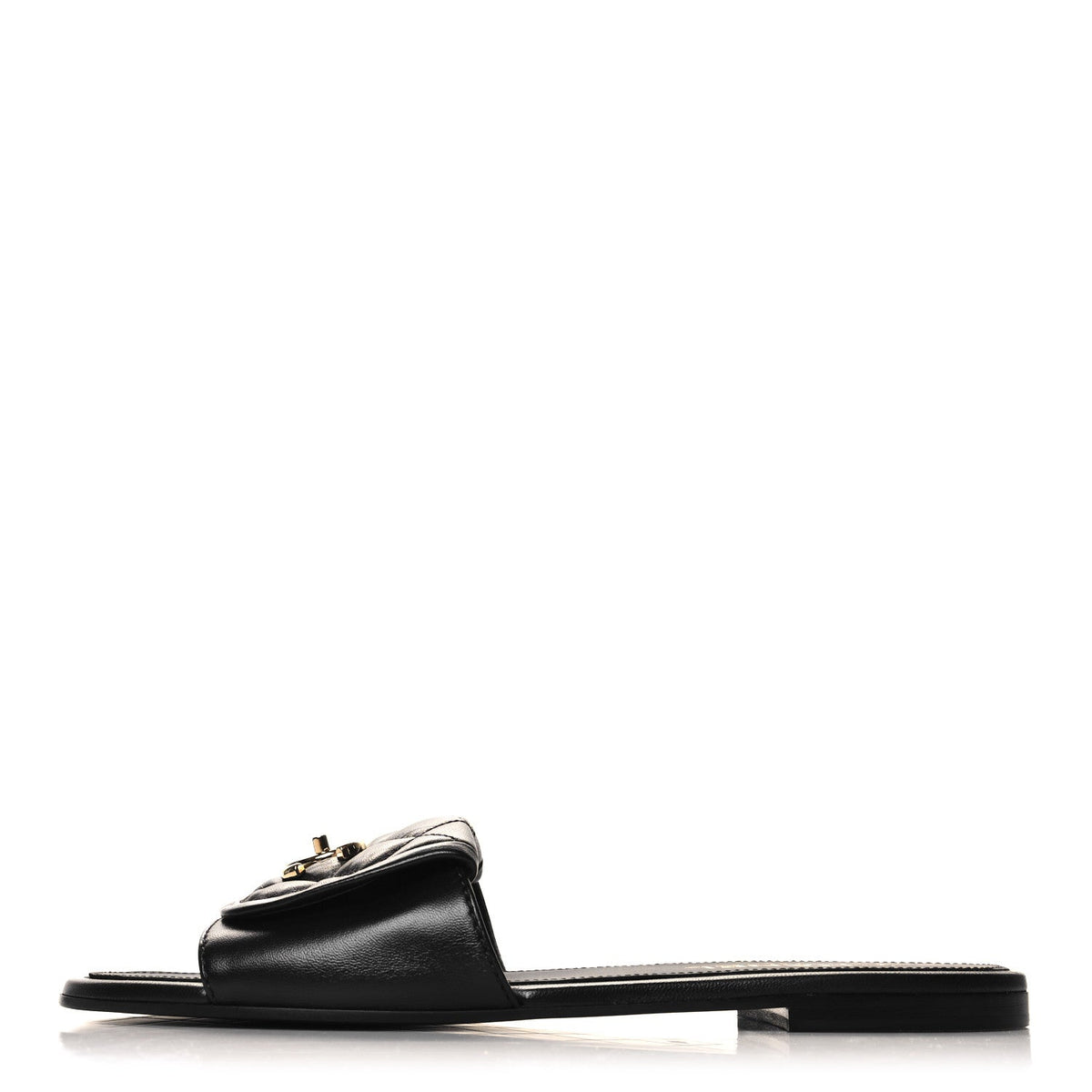 Chanel Lambskin Quilted Turnlock Flat Mules Black