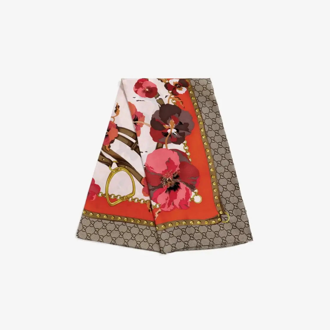 Gucci (W) Gucci Flower Print Silk Scarf Orange - Scarf | Shop From The Mirage
