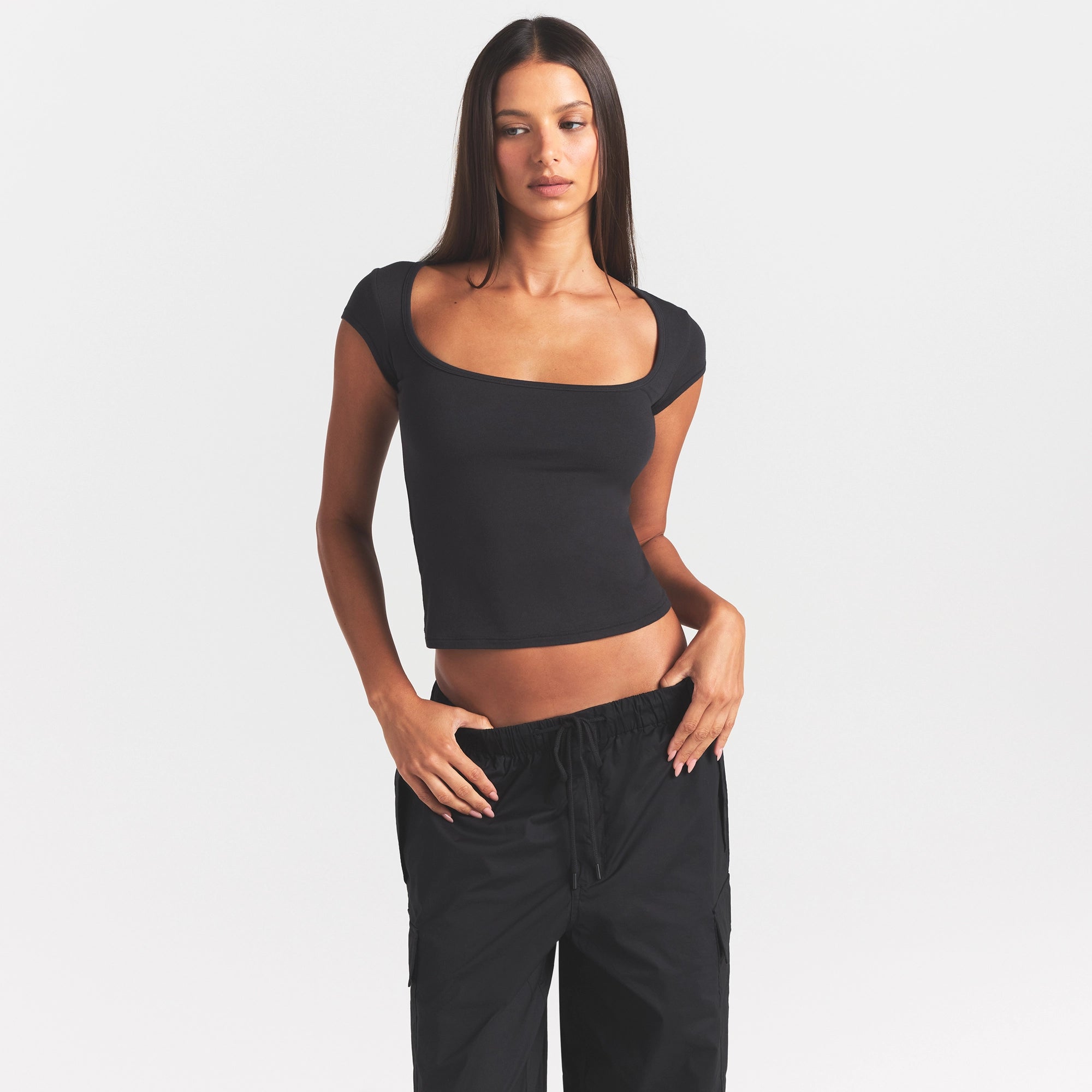 Cotton Jersey Scoop Neck T-shirt