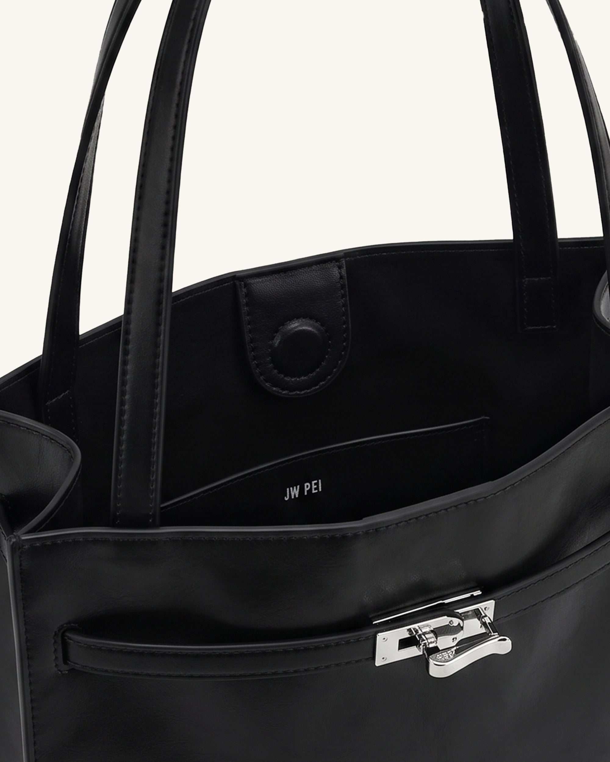 Noelle Belted Tote Bag - Black