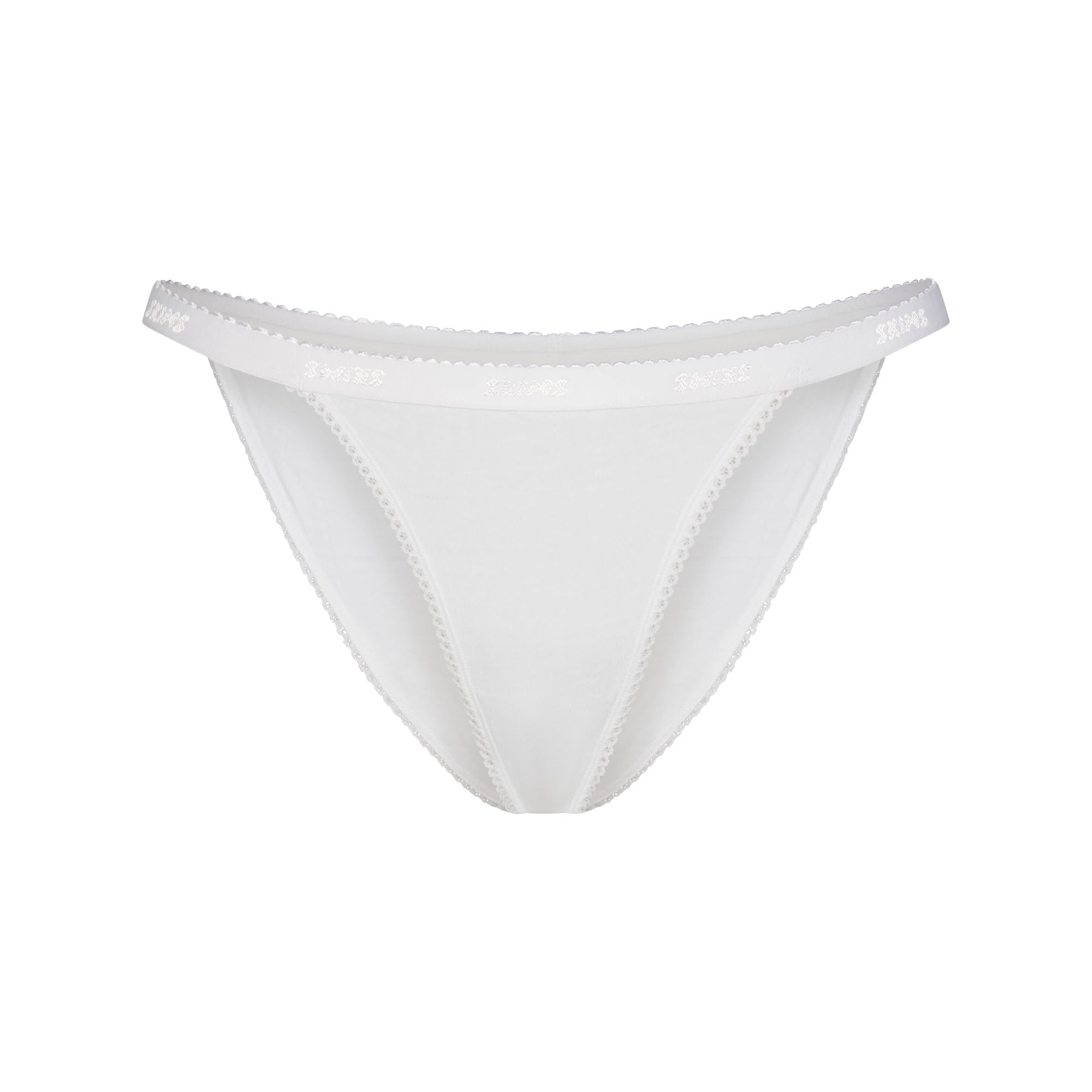 Lightweight Cotton Logo Picot String Bikini