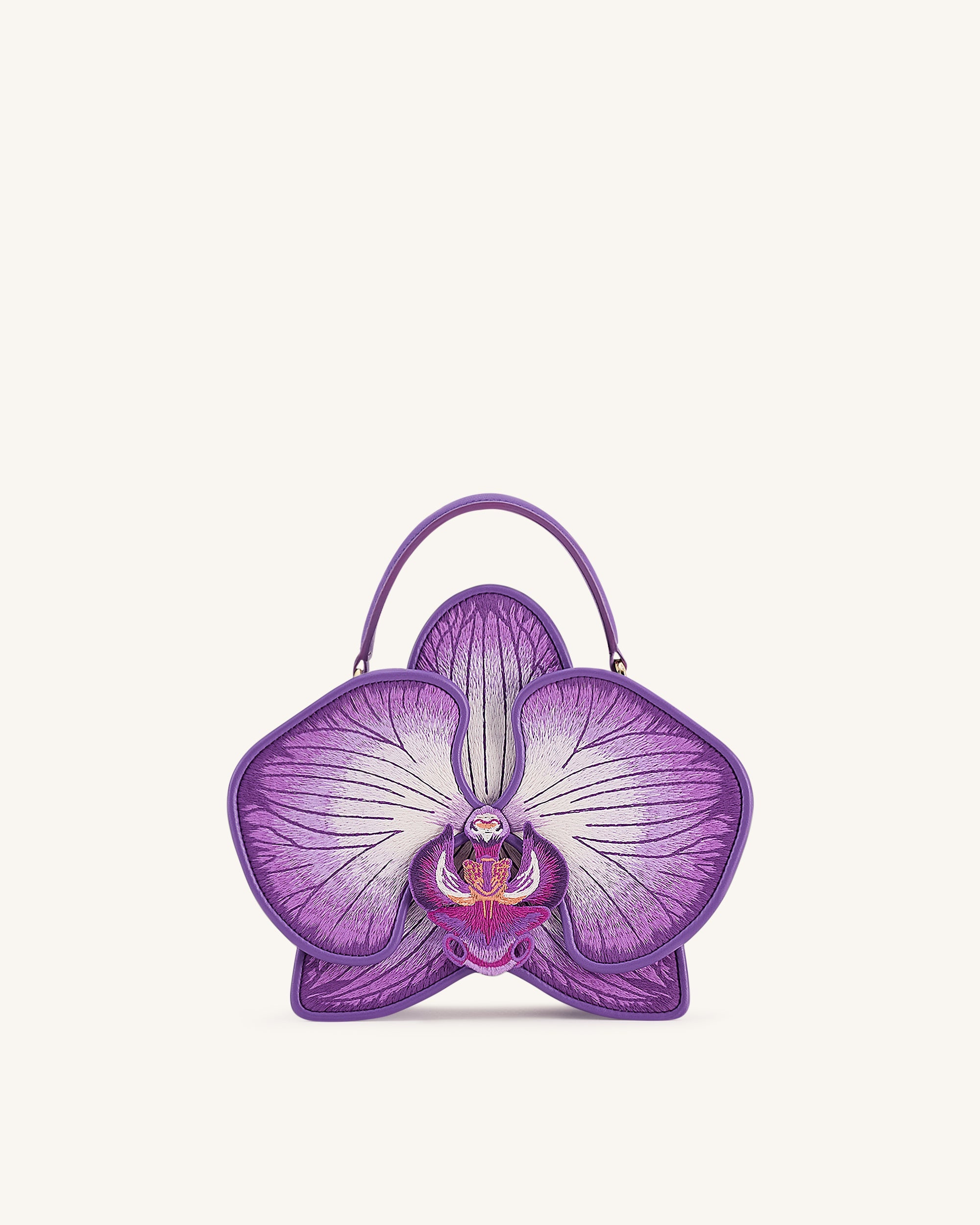 Flora Orchid Shaped Top Handle Bag - Purple