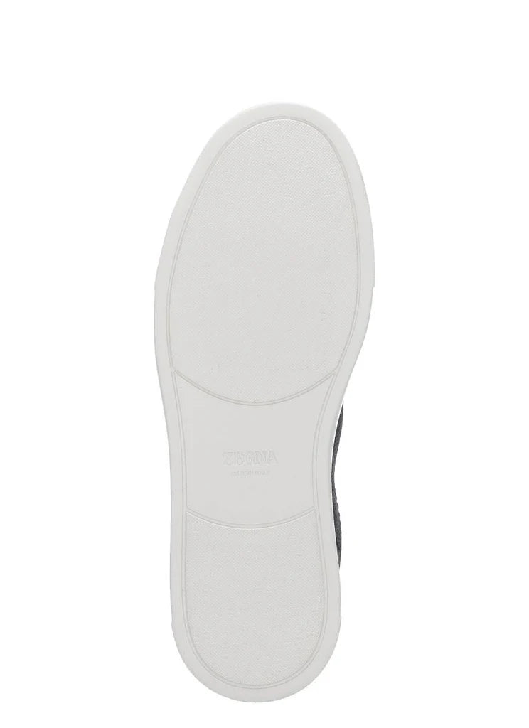 Z Zegna Men’s Triple Stitch™ Black Suede & Garnet Leather Sneakers – Cross Elastic, Lightweight Sole