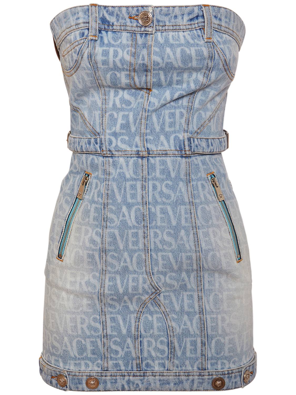 Versace Versace Logo printed denim mini dress - Size: XS Dresses | Shop From The Mirage