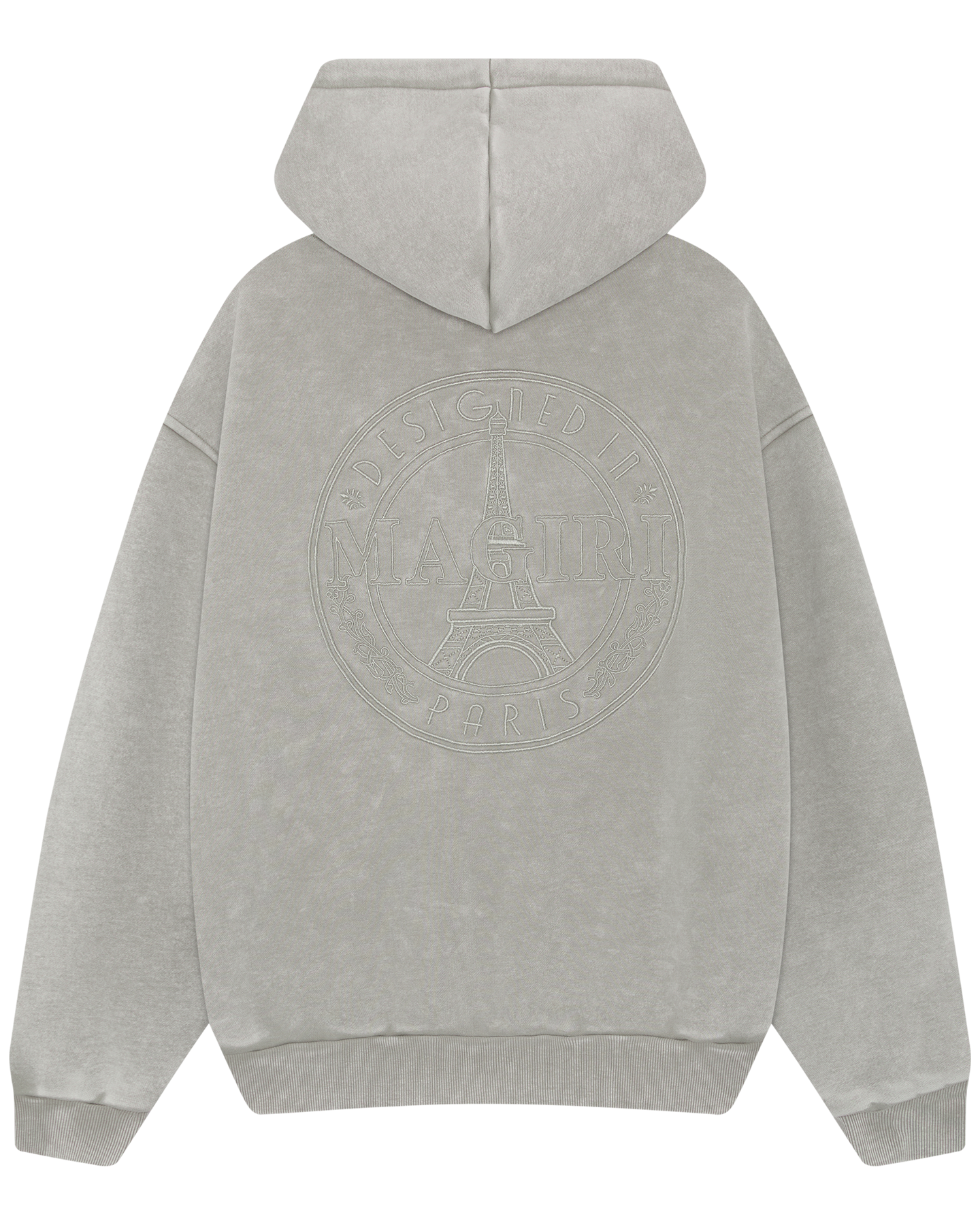 Magiri Embroidered Acid Wash Hoodie in Washed Oatmeal