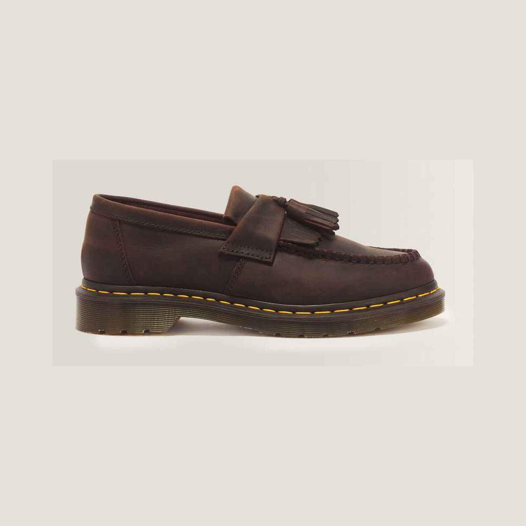Adrian Crazy Horse Leather Tassel Loafers — Dark Brown