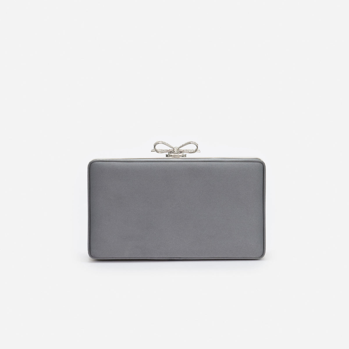 Grey Satin Crystal Clutch Bag
