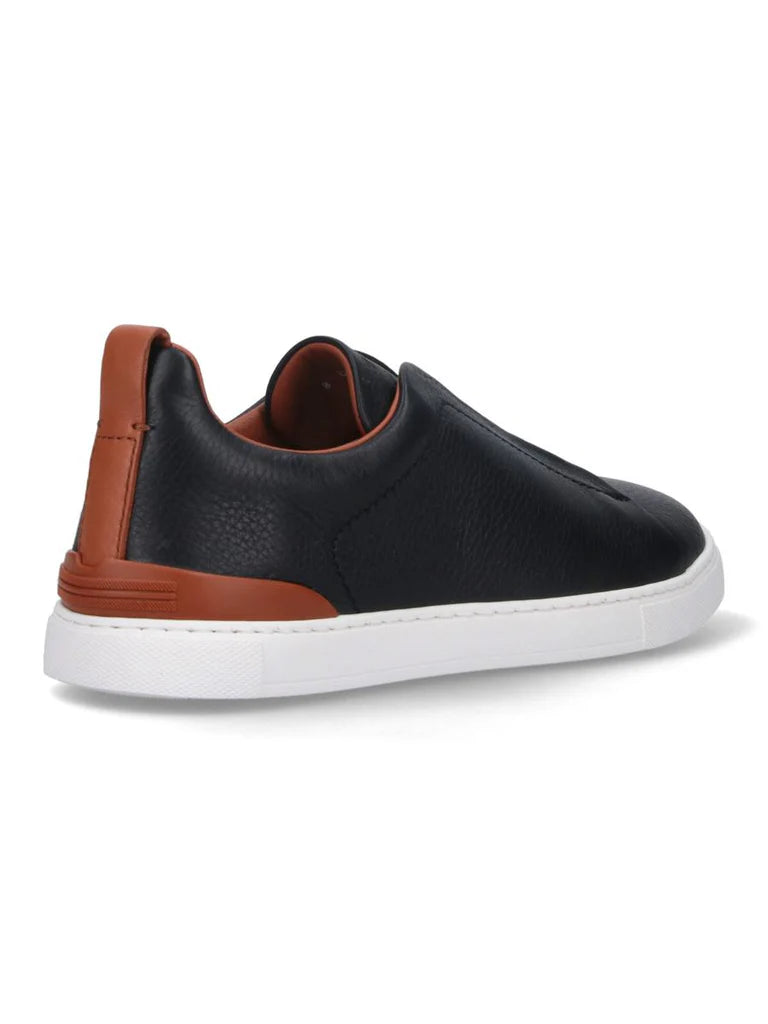 Zegna Men’s Black Slip-On Sneakers – Premium Deer & Cow Leather | Made in Italy | RLHCVO S4667ZSNE