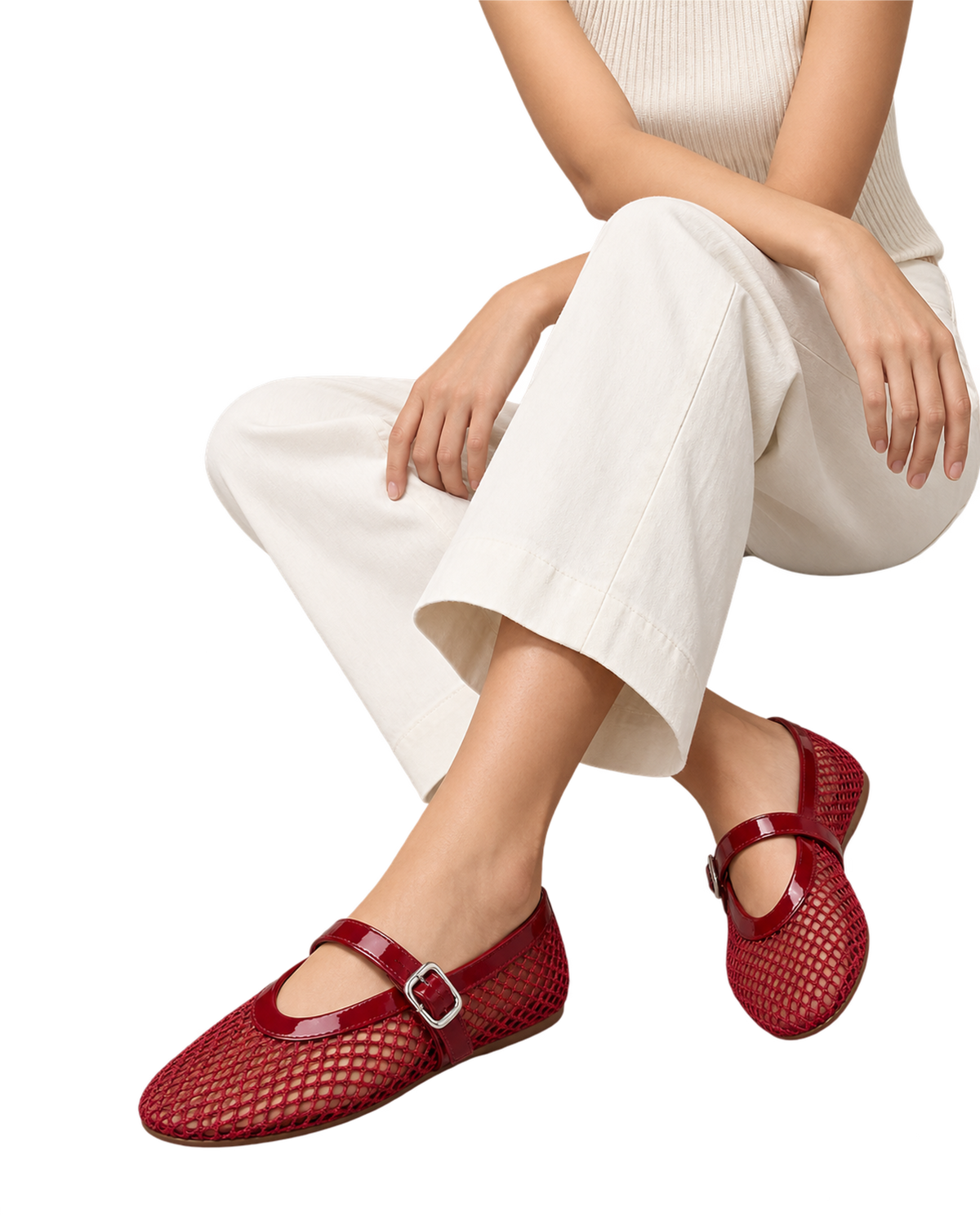 Alaïa Carmine BALLET FLATS IN FISHNET