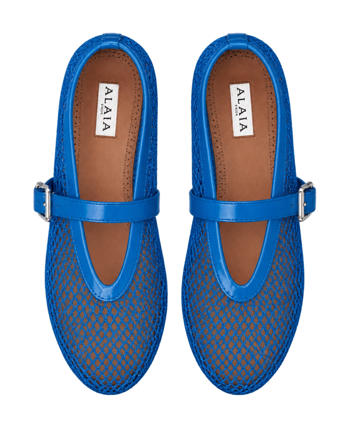 Alaïa Electric Blue BALLET FLATS IN FISHNET