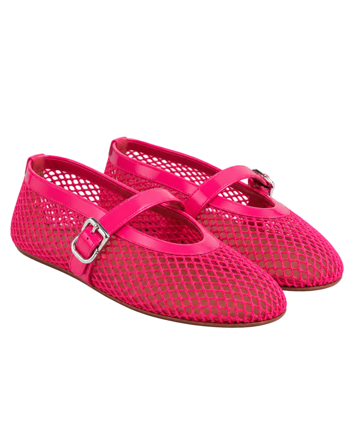Alaïa Fuschia BALLET FLATS IN FISHNET