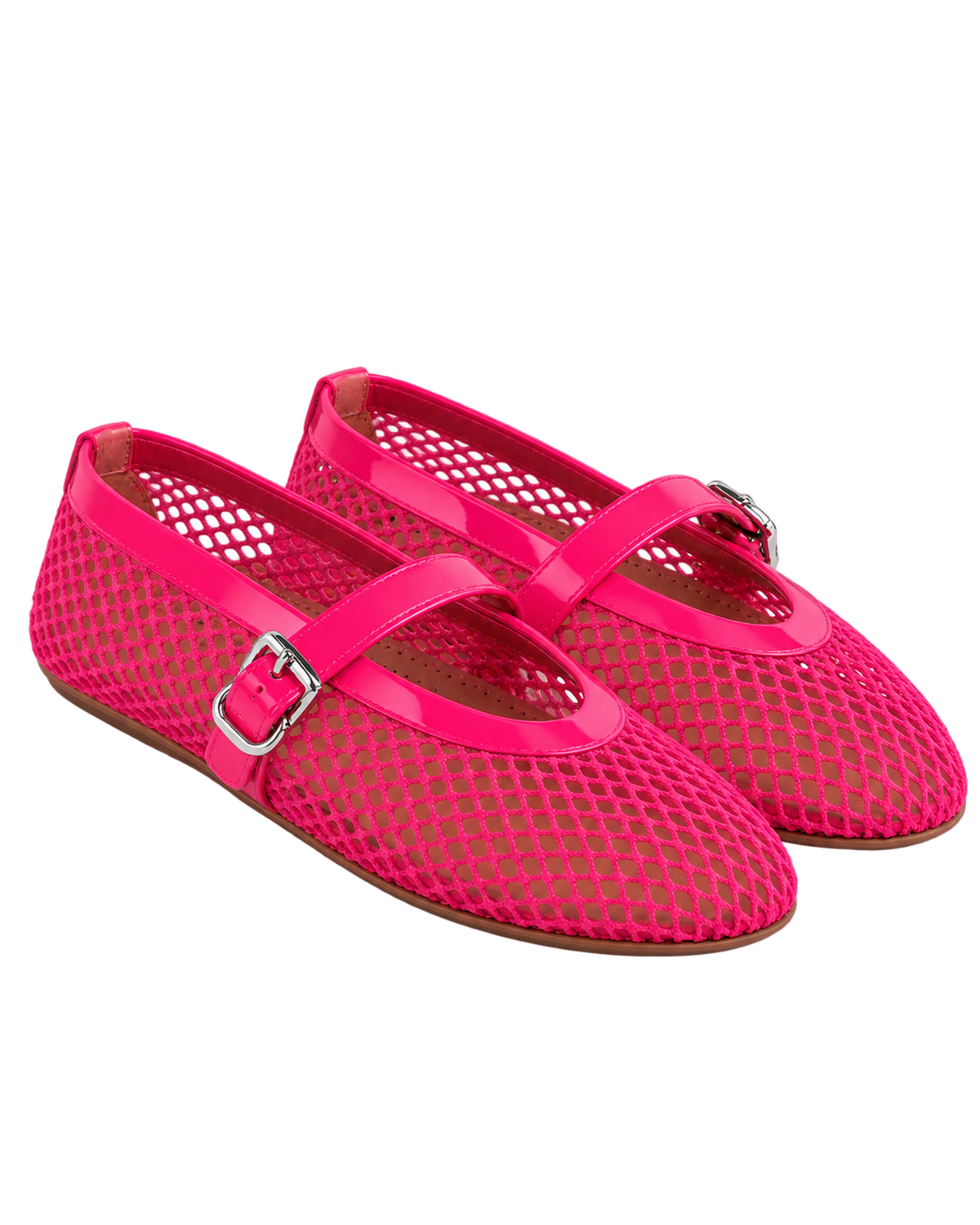 Alaïa Fuschia BALLET FLATS IN FISHNET