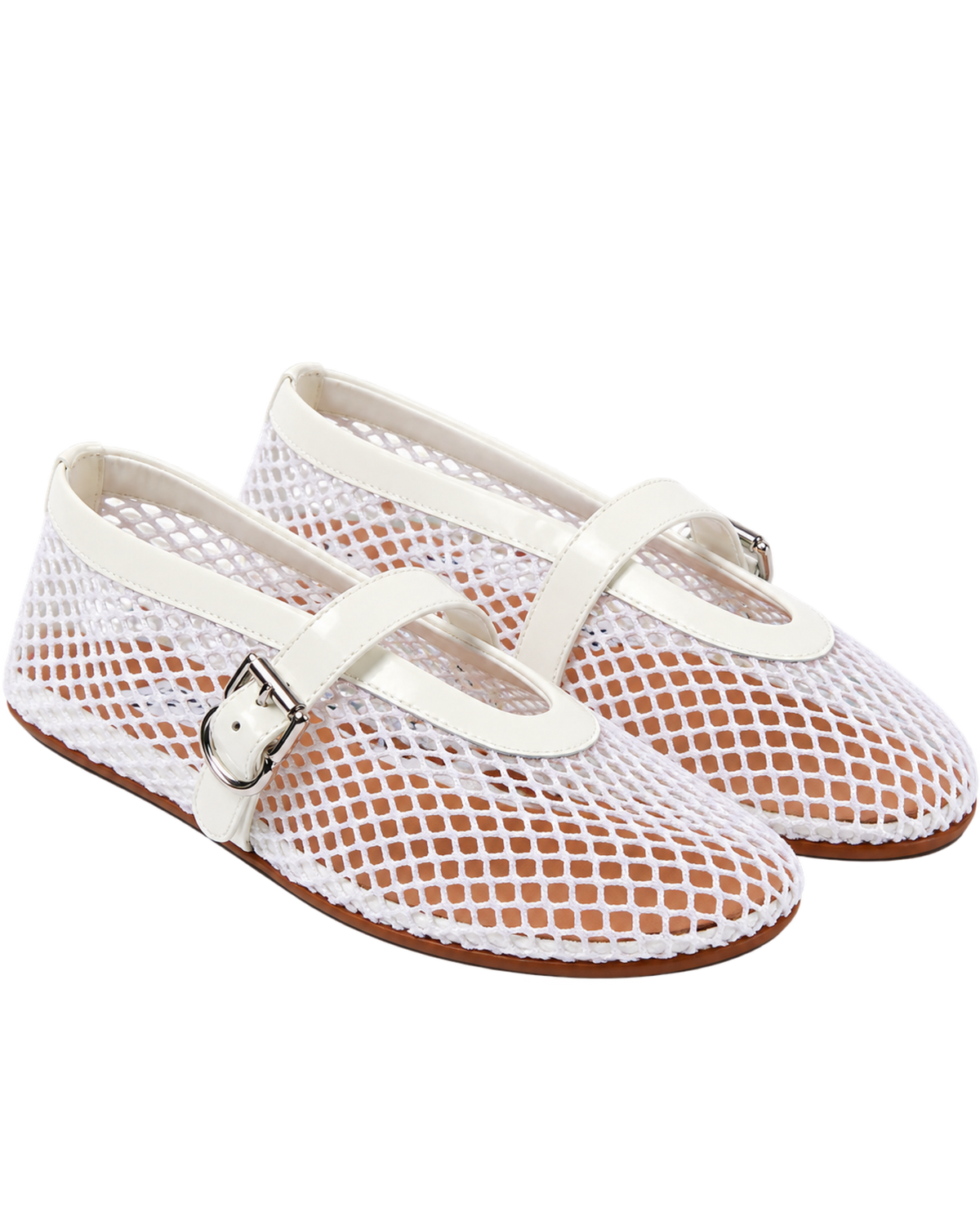 Alaïa Leather-trimmed fishnet ballet flats