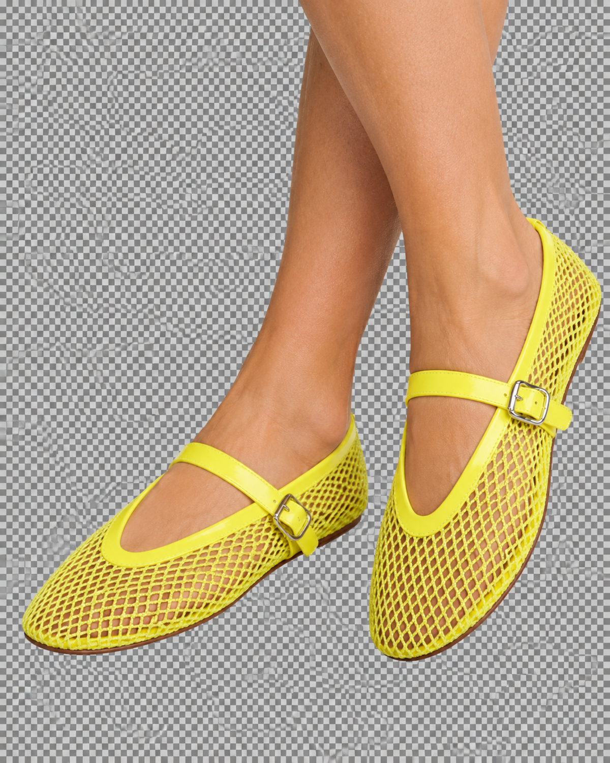 Alaïa Lemon Yellow BALLET FLATS IN FISHNET