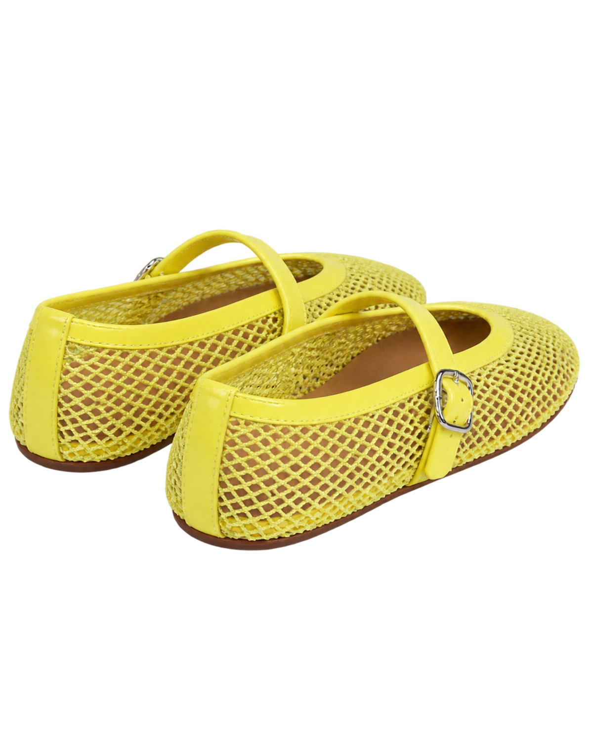 Alaïa Lemon Yellow BALLET FLATS IN FISHNET