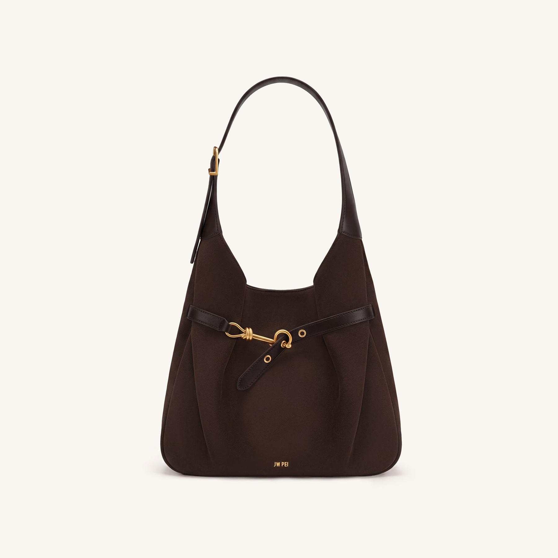 Alina Faux Suede Hobo Bag - Chocolate Brown