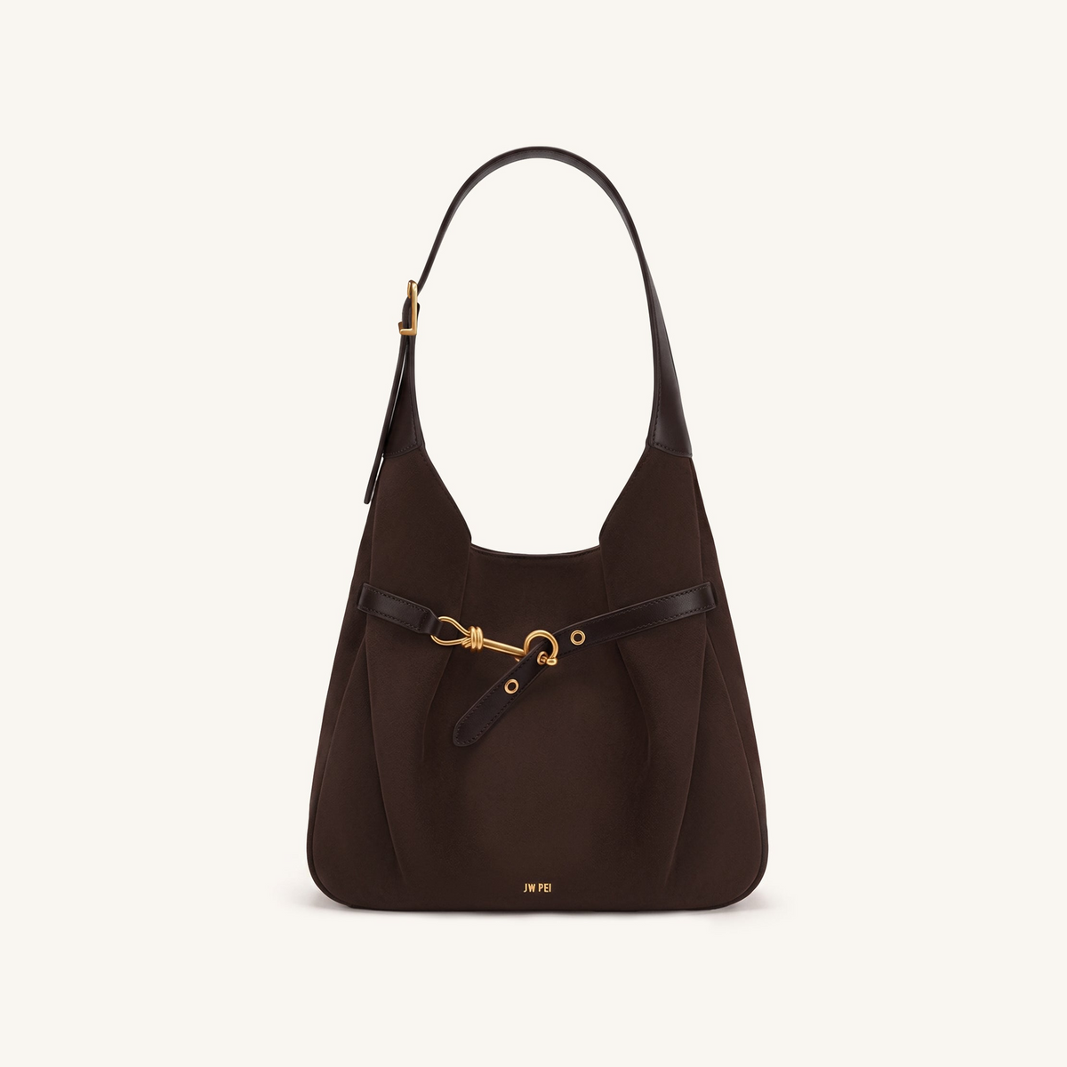 Alina Faux Suede Hobo Bag - Chocolate Brown