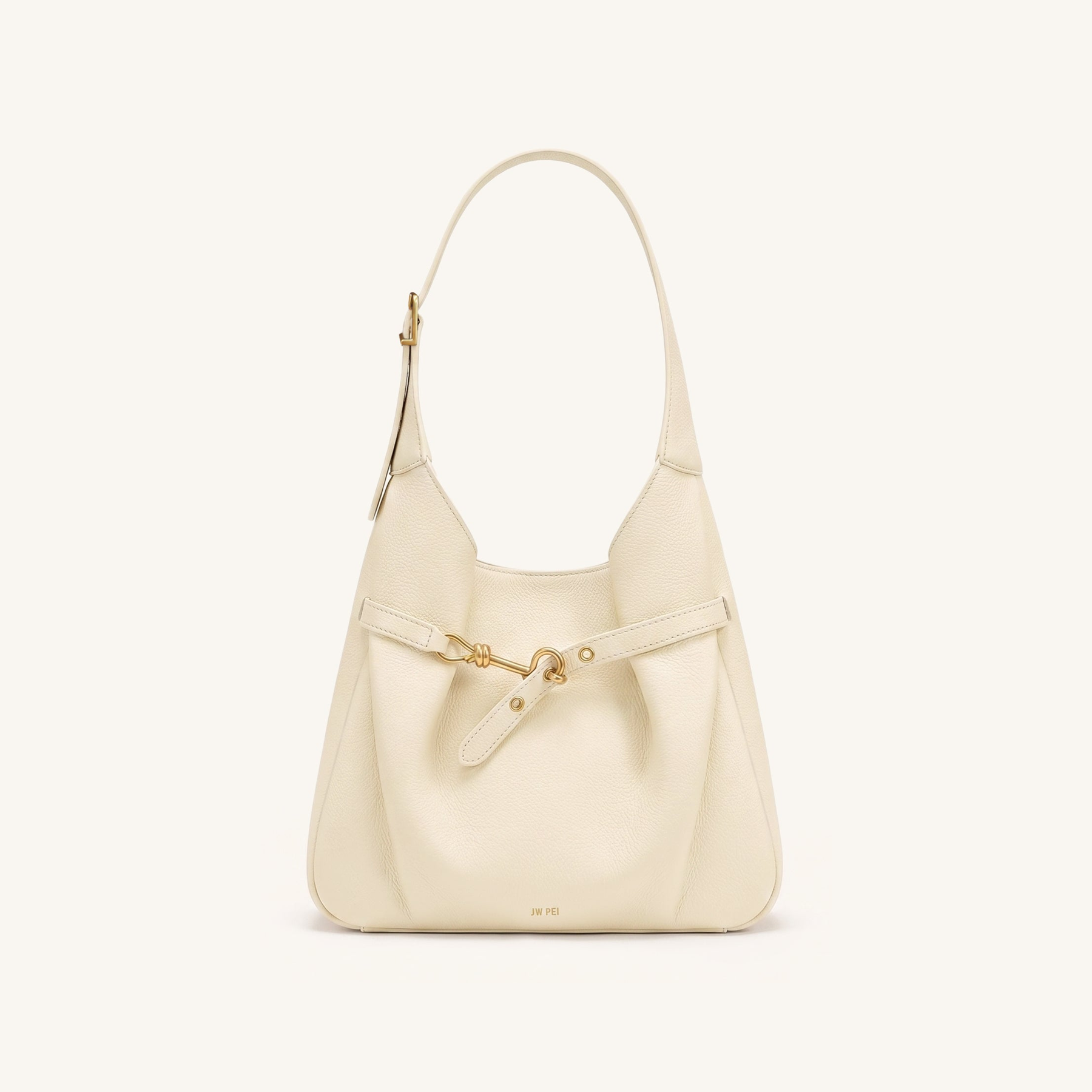 Alina Pebbled Hobo Bag - White