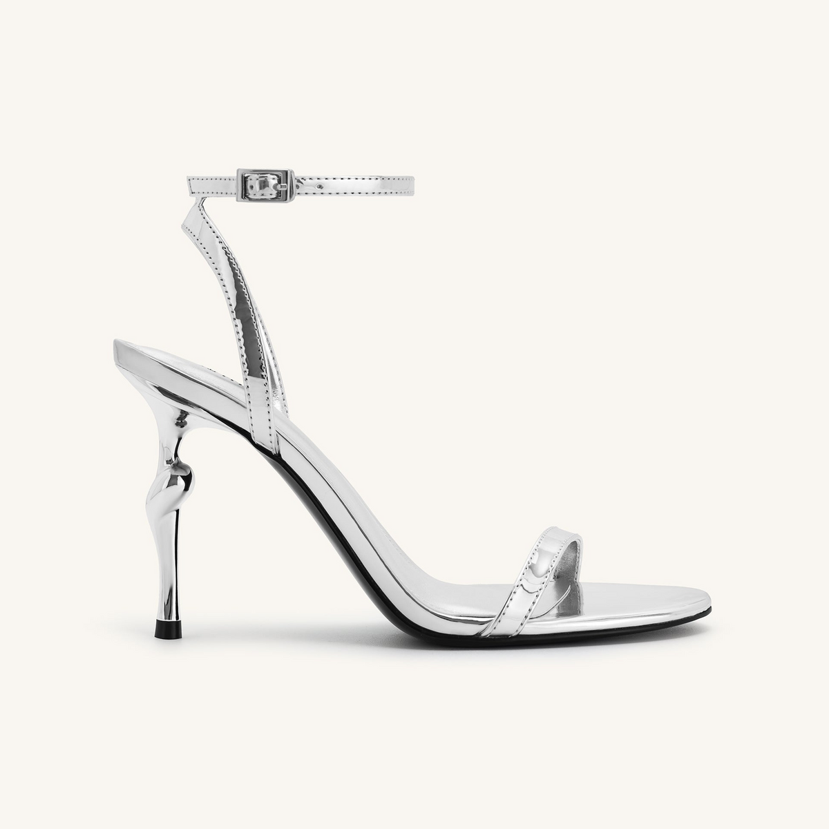 Alivia Gold Metal Heel Sandals - Silver