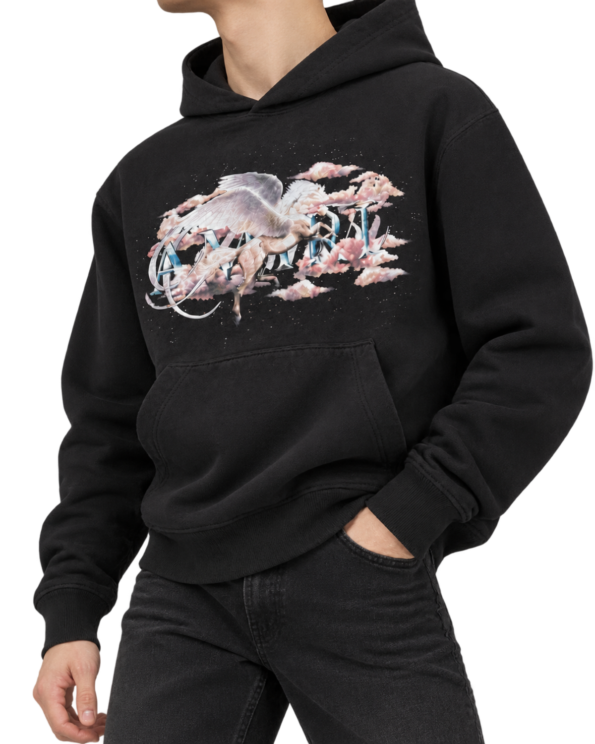 AMIRI Black Pegasus Script Hoodie