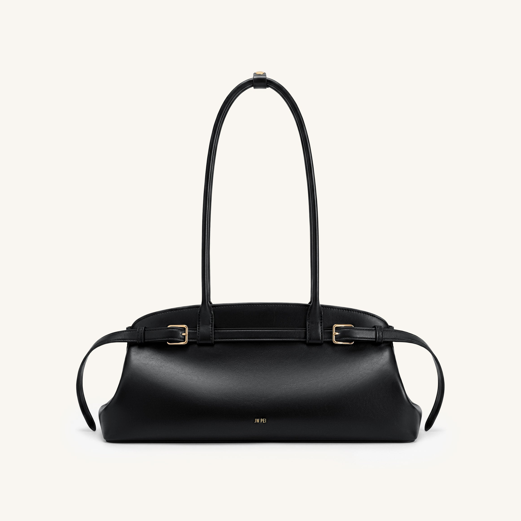 Arden Belt Detail East-West Shoulder Bag - Black