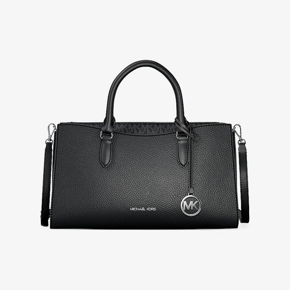 Arden Medium Pebbled Leather and Signature Logo Top-Zip Satchel
