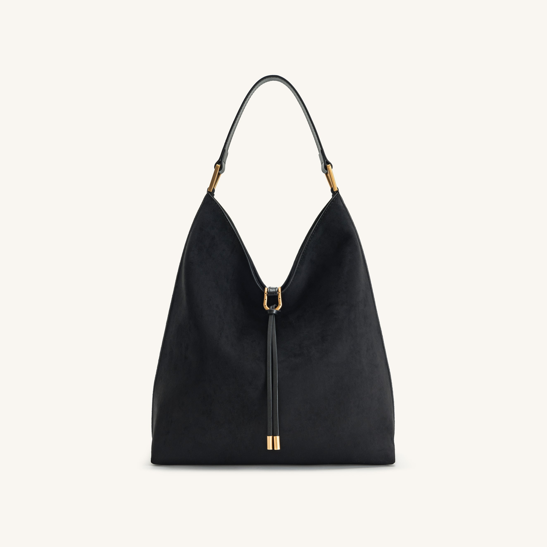 Aria Faux Suede Shoulder Bag - Black