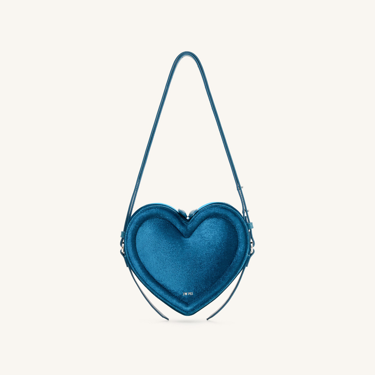 Arlene Velvet Heart Shaped Bag - Blue