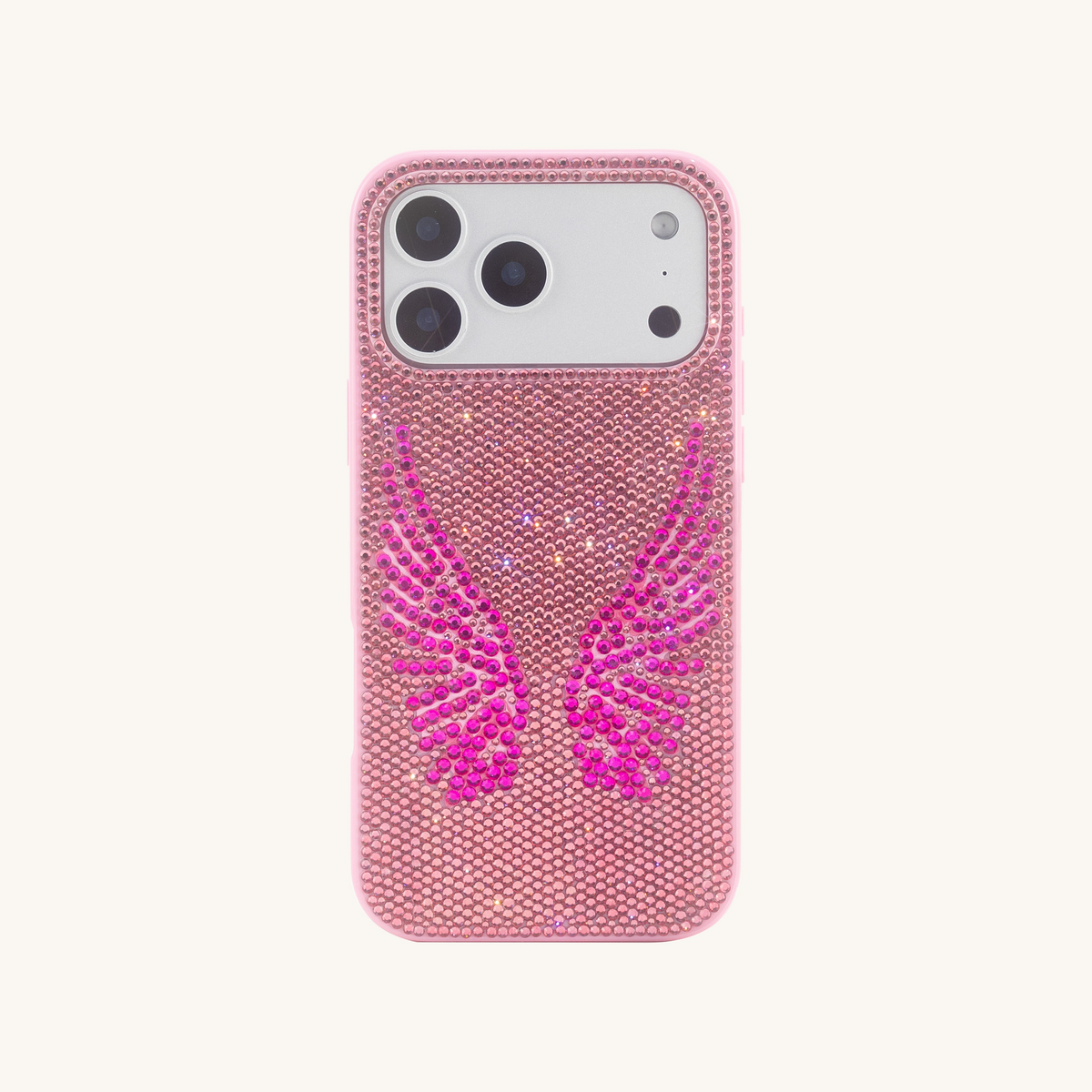 Artificial Crystal Angel Wings Phone Case - Pink