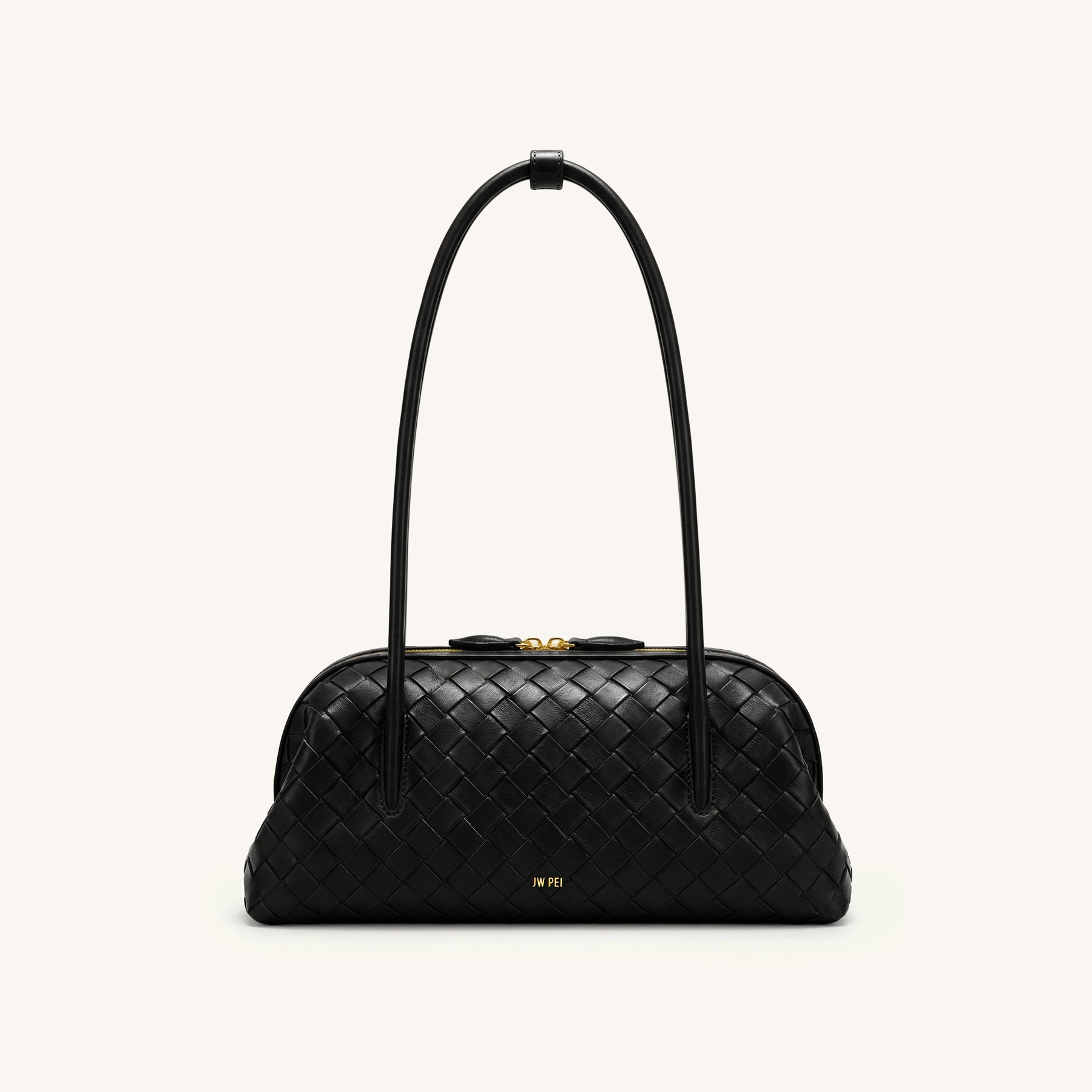 Aveline Woven Textured Shoulder Bag - Black