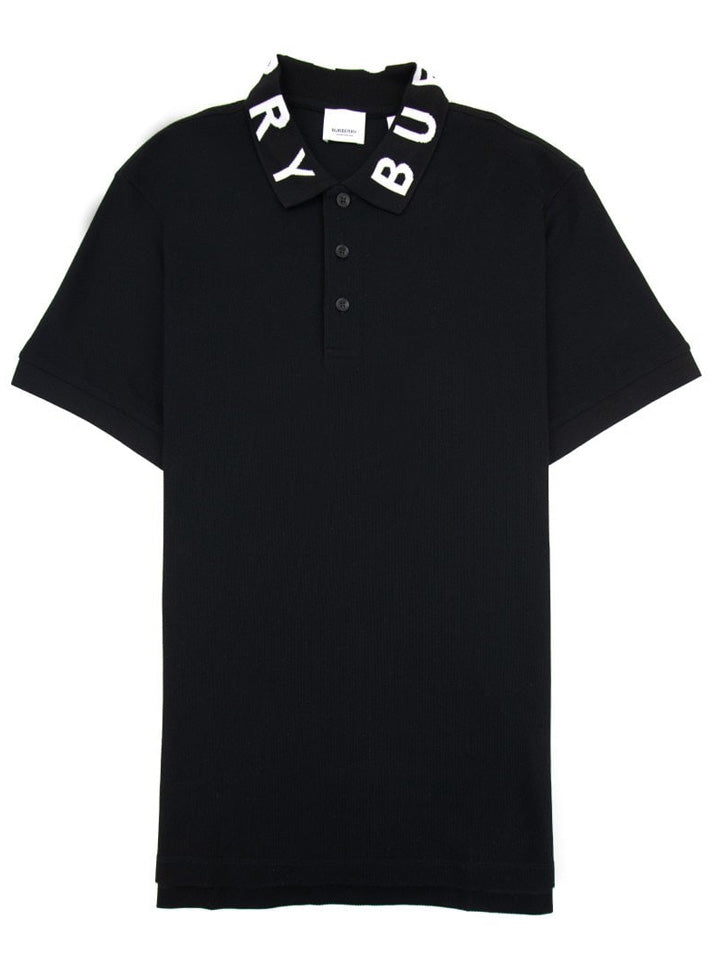 Burberry Ryland Block Collar Writing Polo in Black